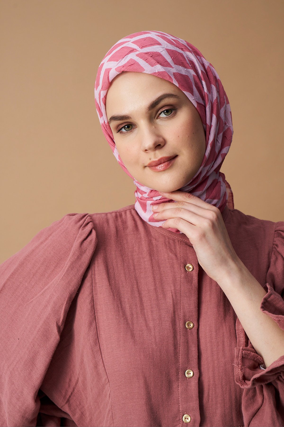 Box Desen Bambu Eşarp - Pembe