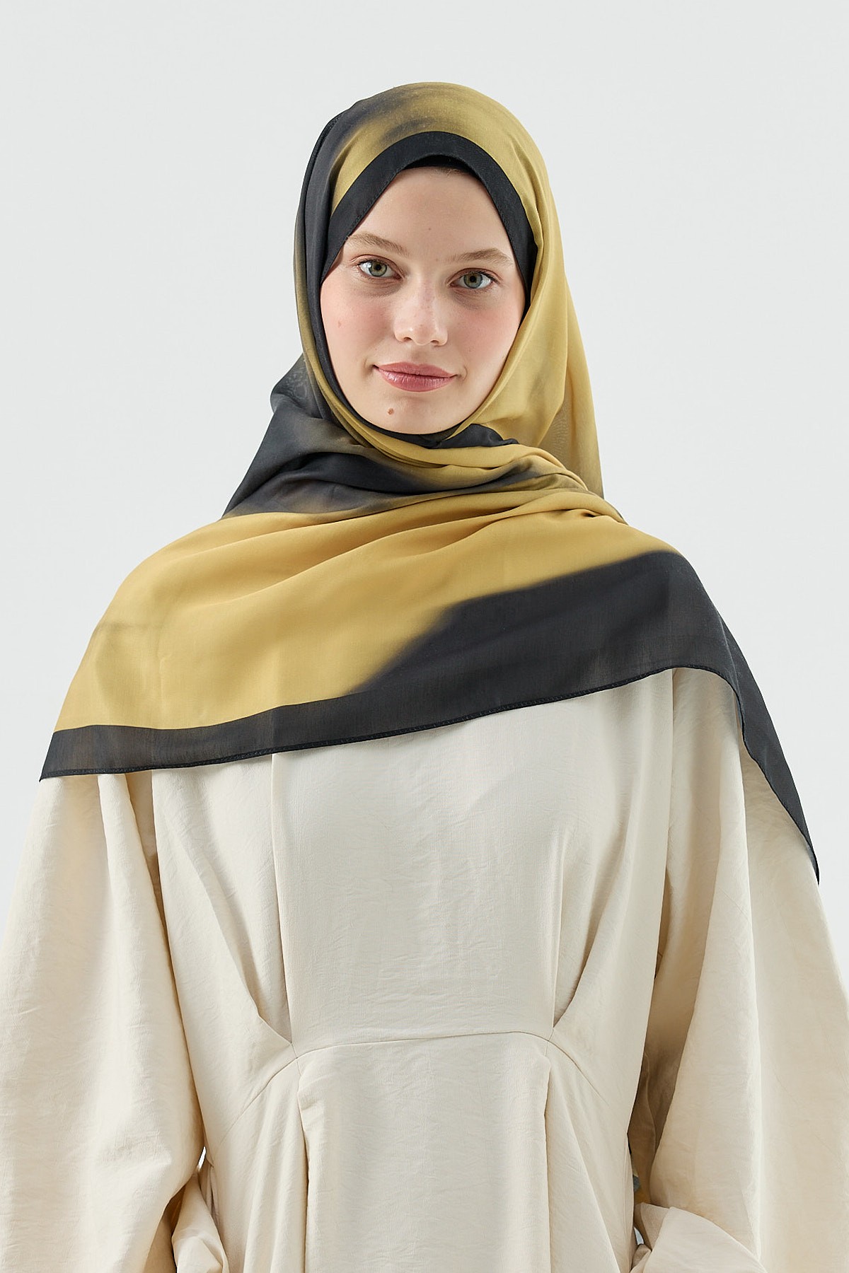Mist Desen Pamuk Şal - Siyah-Sarı