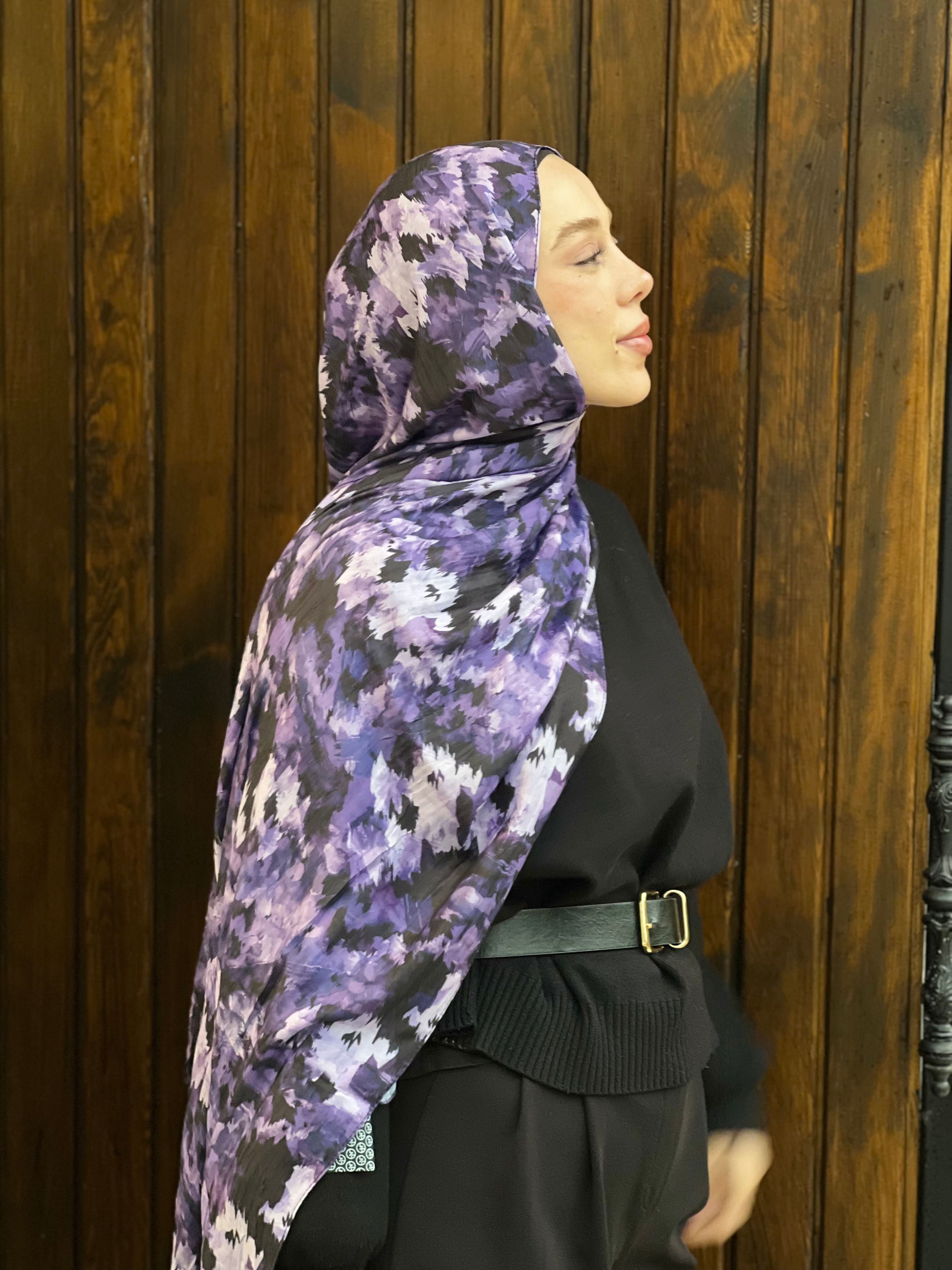 Autumn Pattern Bamboo Shawl - Magenta