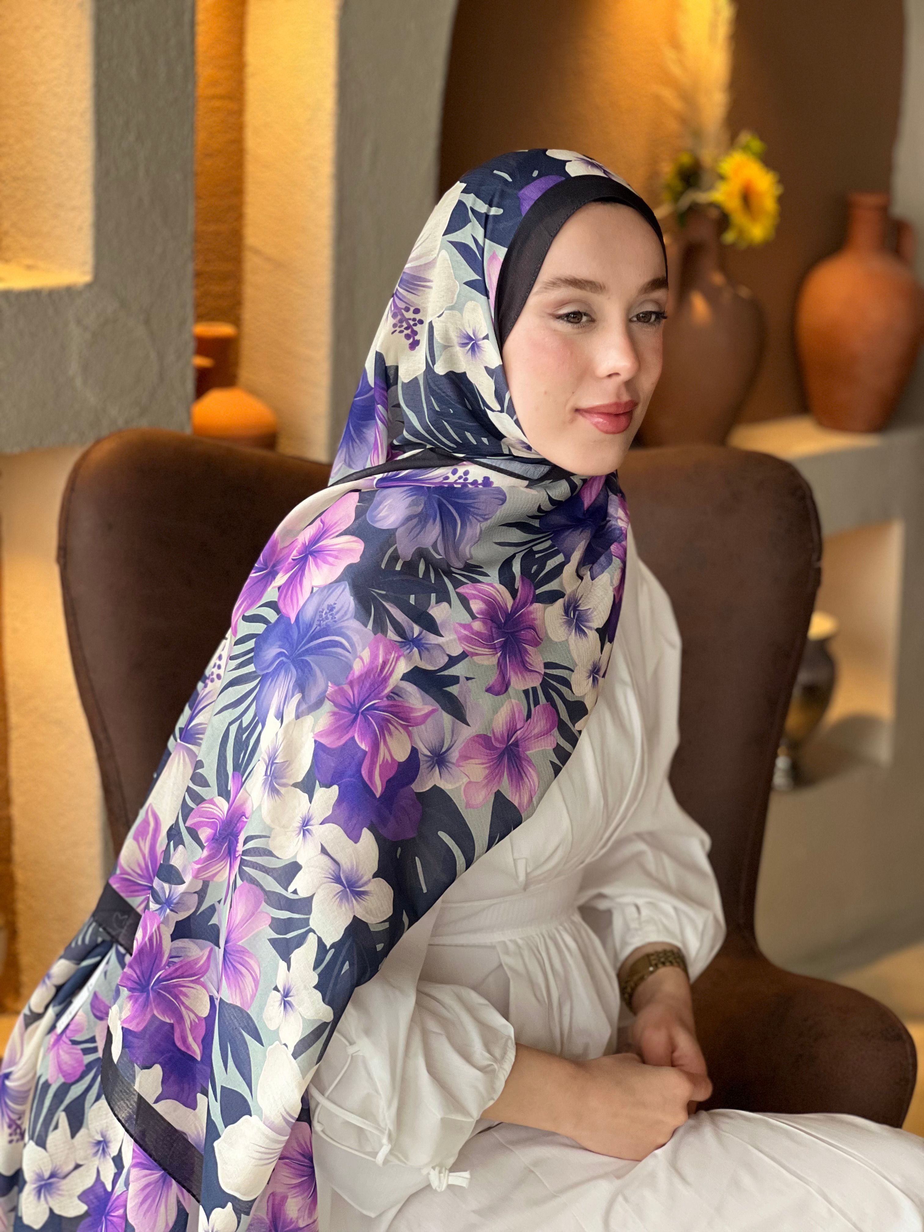 Jardin Desen Lina Şal - Siyah-Su Yeşili
