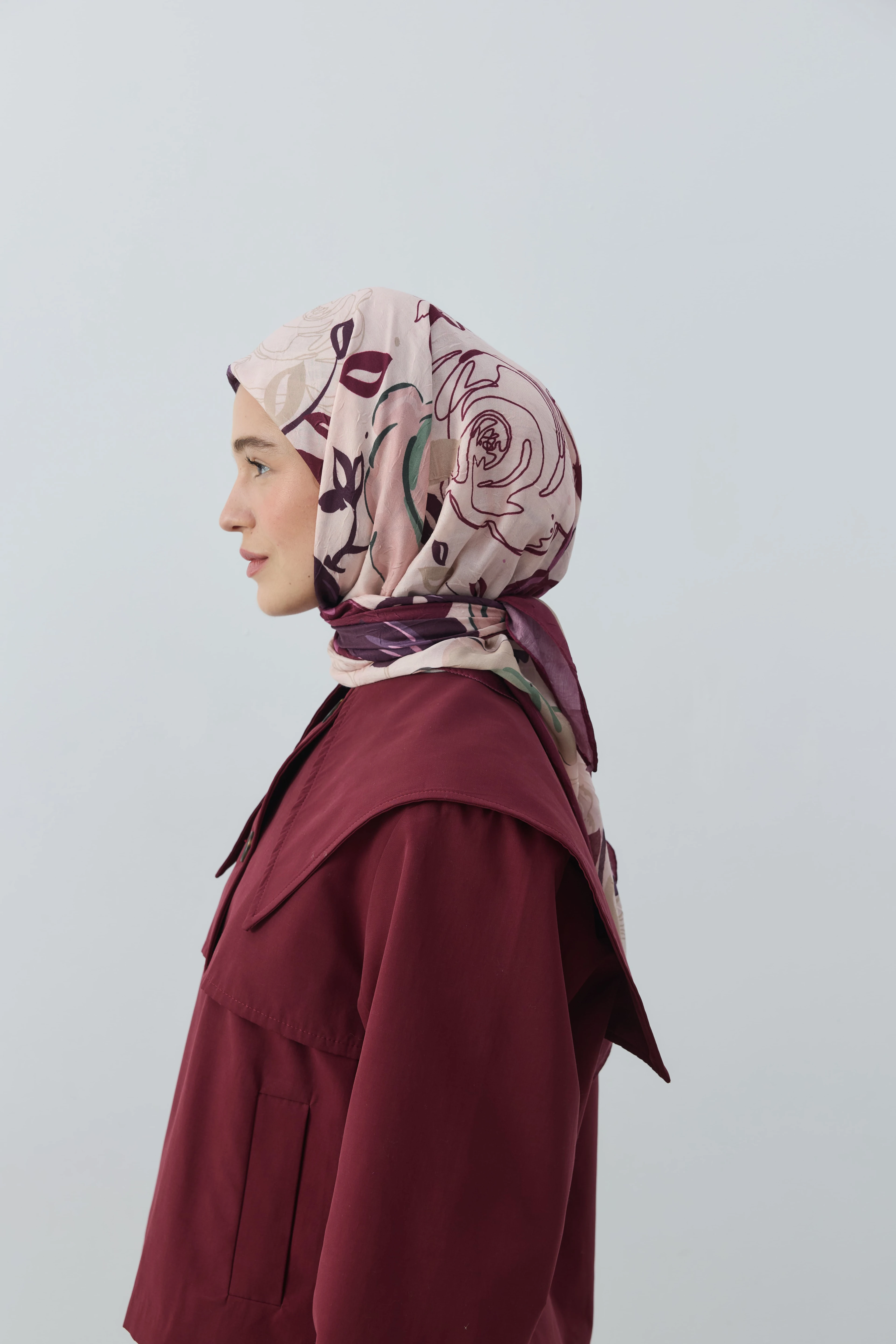 Olyvia Desen Bambu Eşarp - Bordo