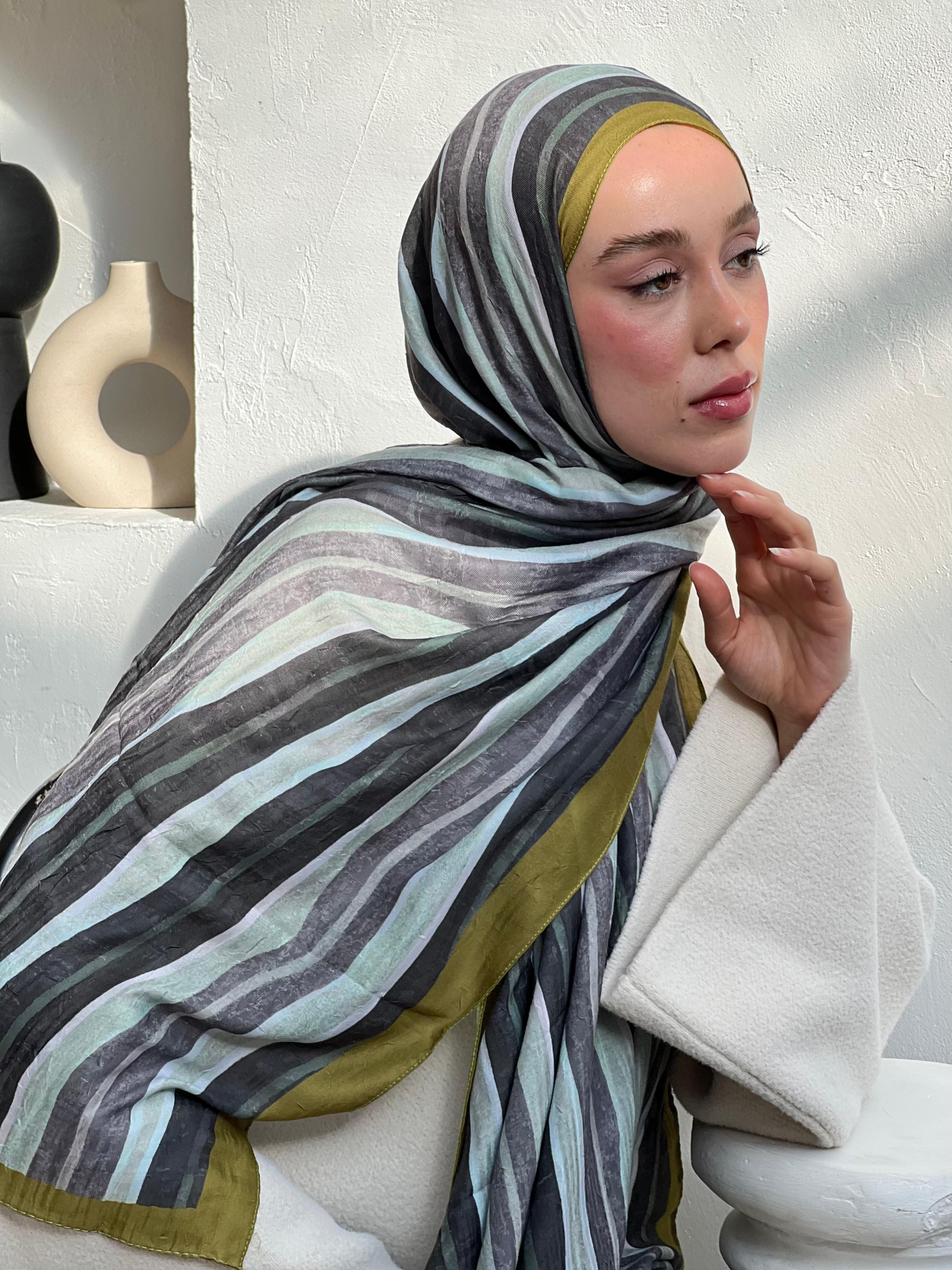 Stripe Pattern Bamboo Shawl - Bronze