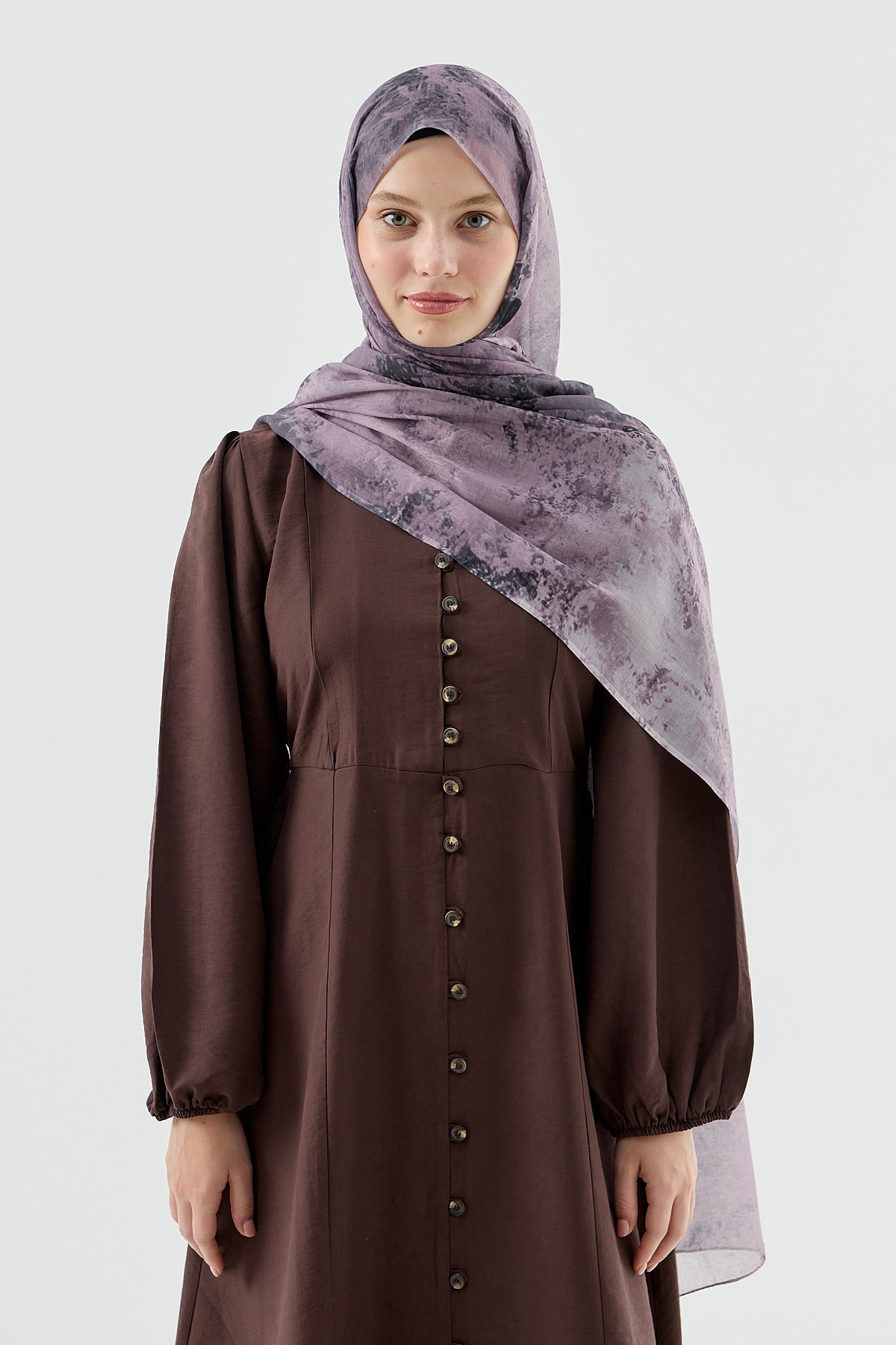 Viola Desen Aya Şal - Lila-Eflatun