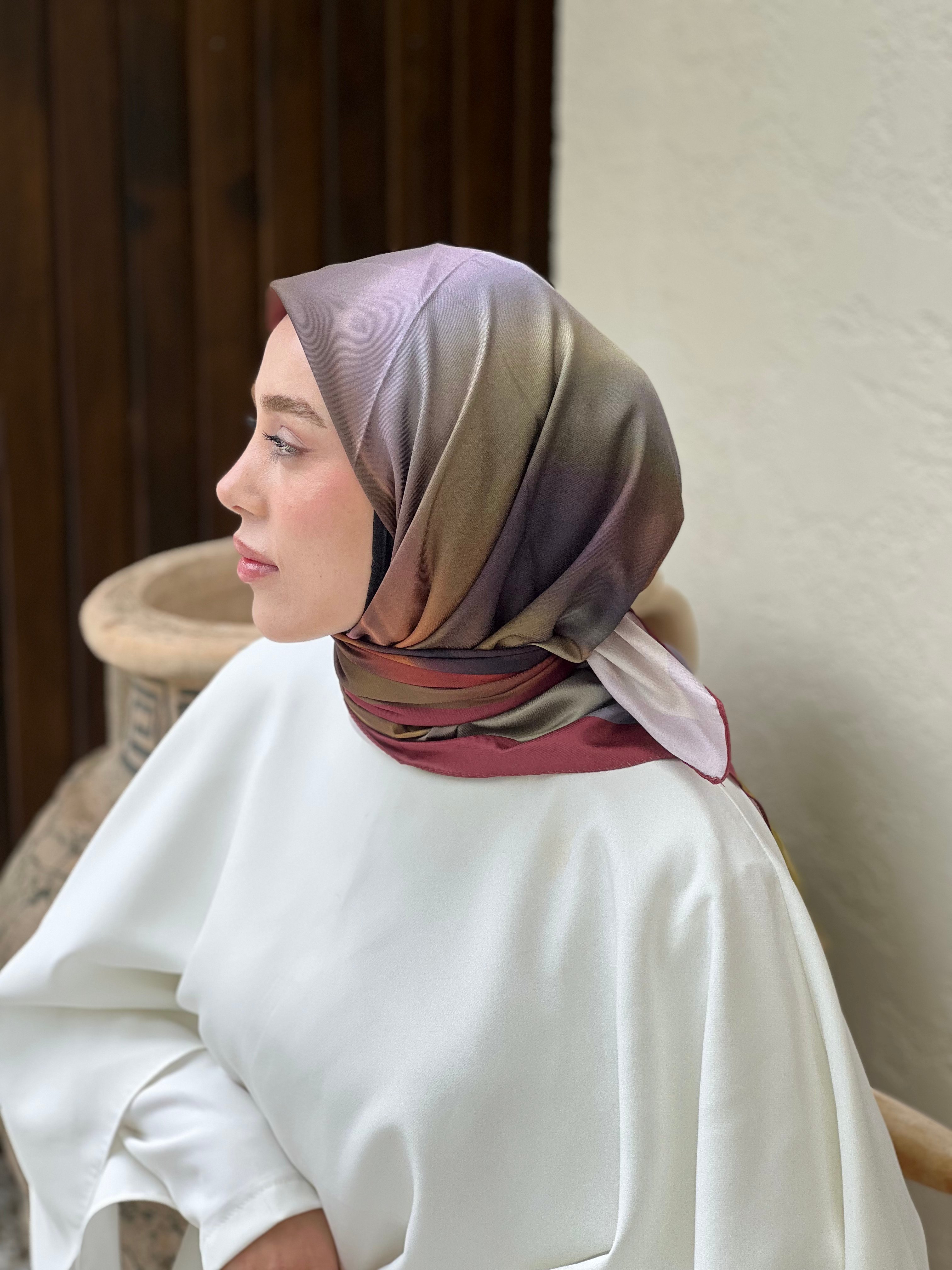 Degrade Desen Tanca Eşarp - Bordo