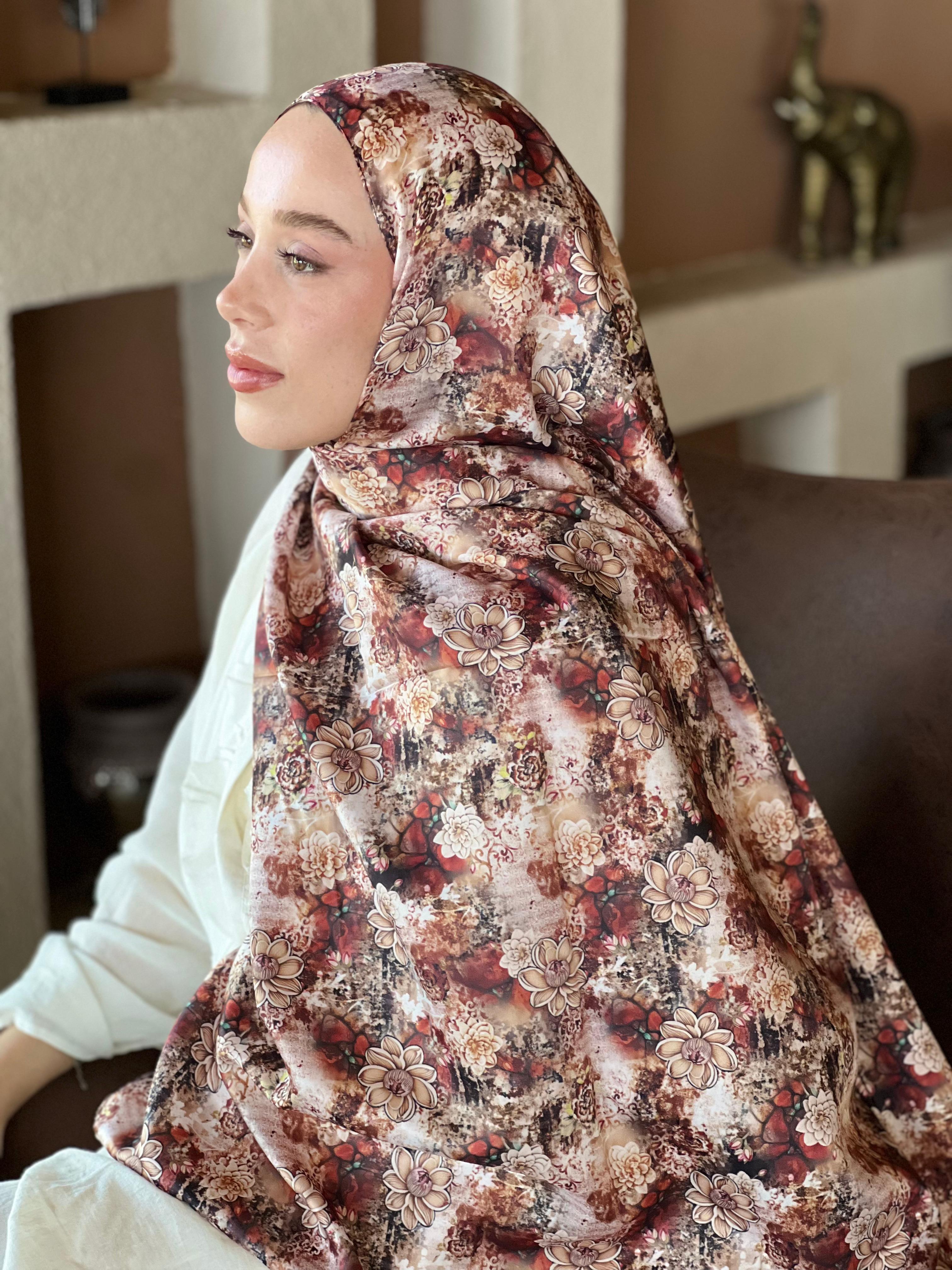 Zemheri Pattern Twill Shawl - Kiremit-İğde