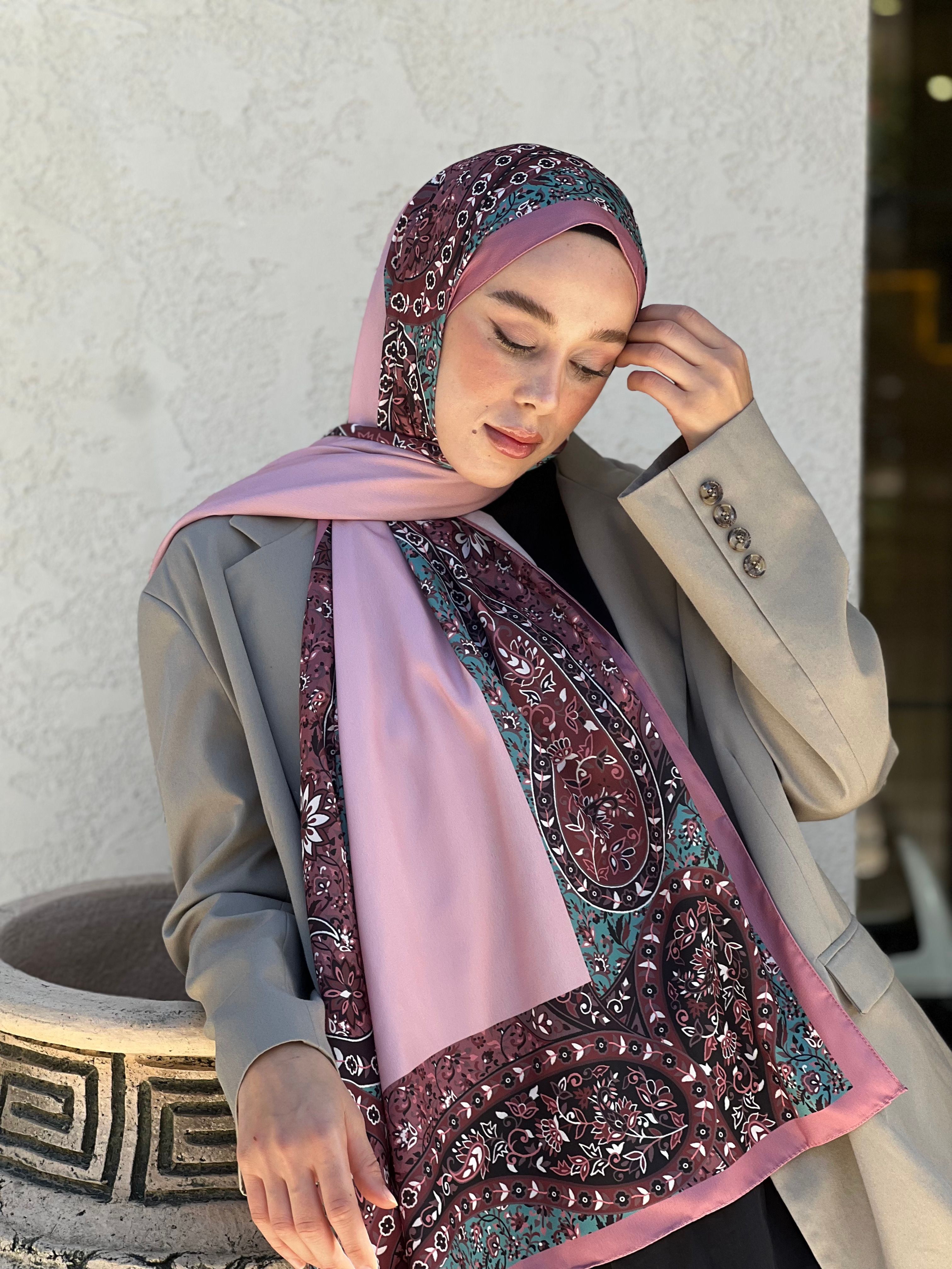 Diji Medina Silk Shawl Macrame Pattern - Pudra