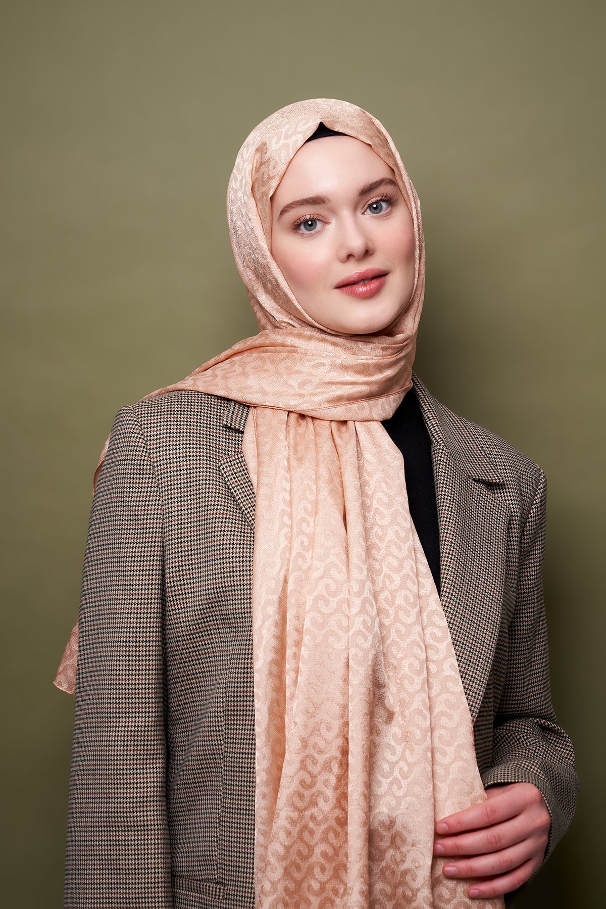 Natur Jacquard Series Ivy Pattern Shawl - Sand Beige