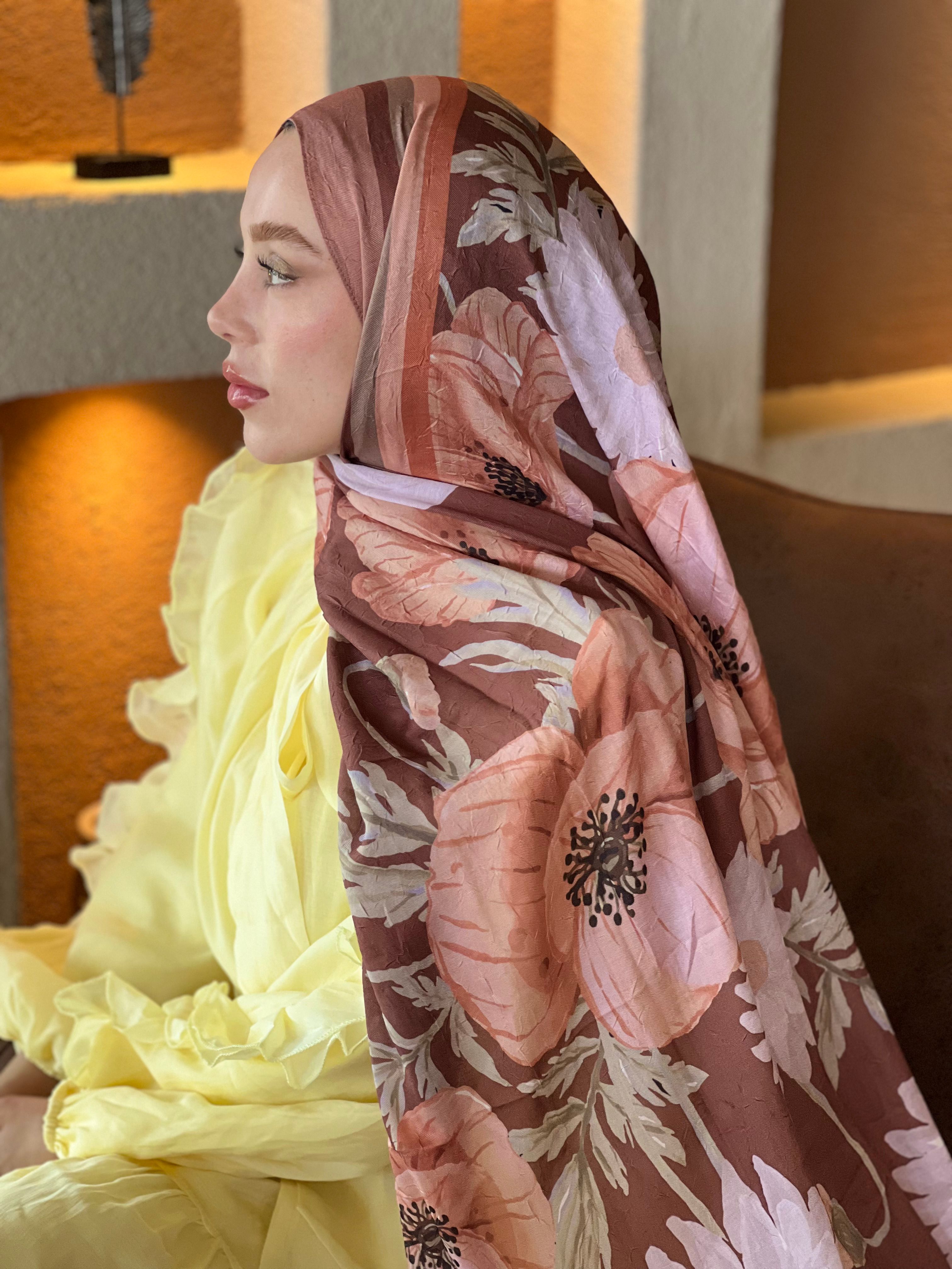 Margarit Pattern Bamboo Shawl - Dark Mink