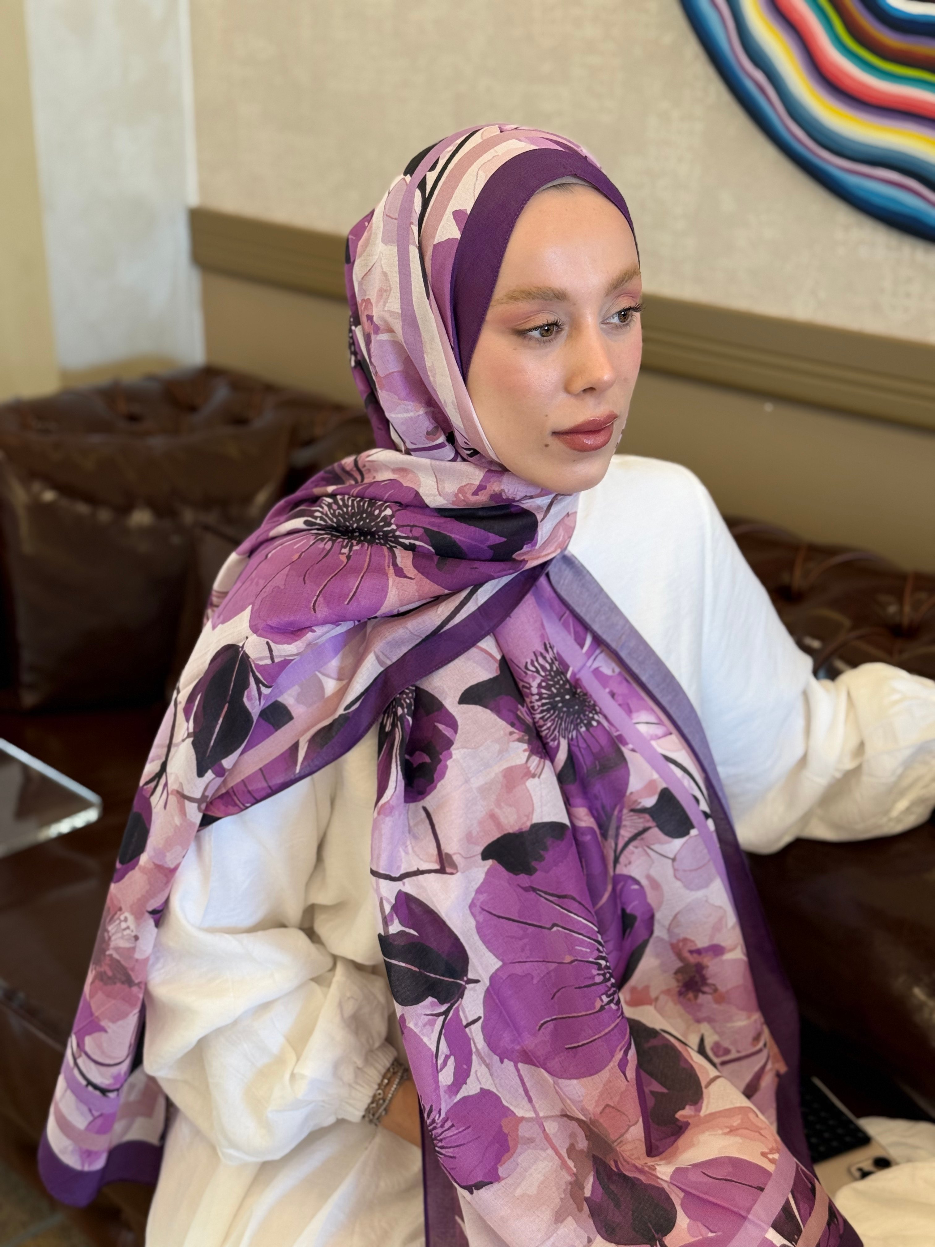 Navelya Desen Lina Şal - Mürdüm