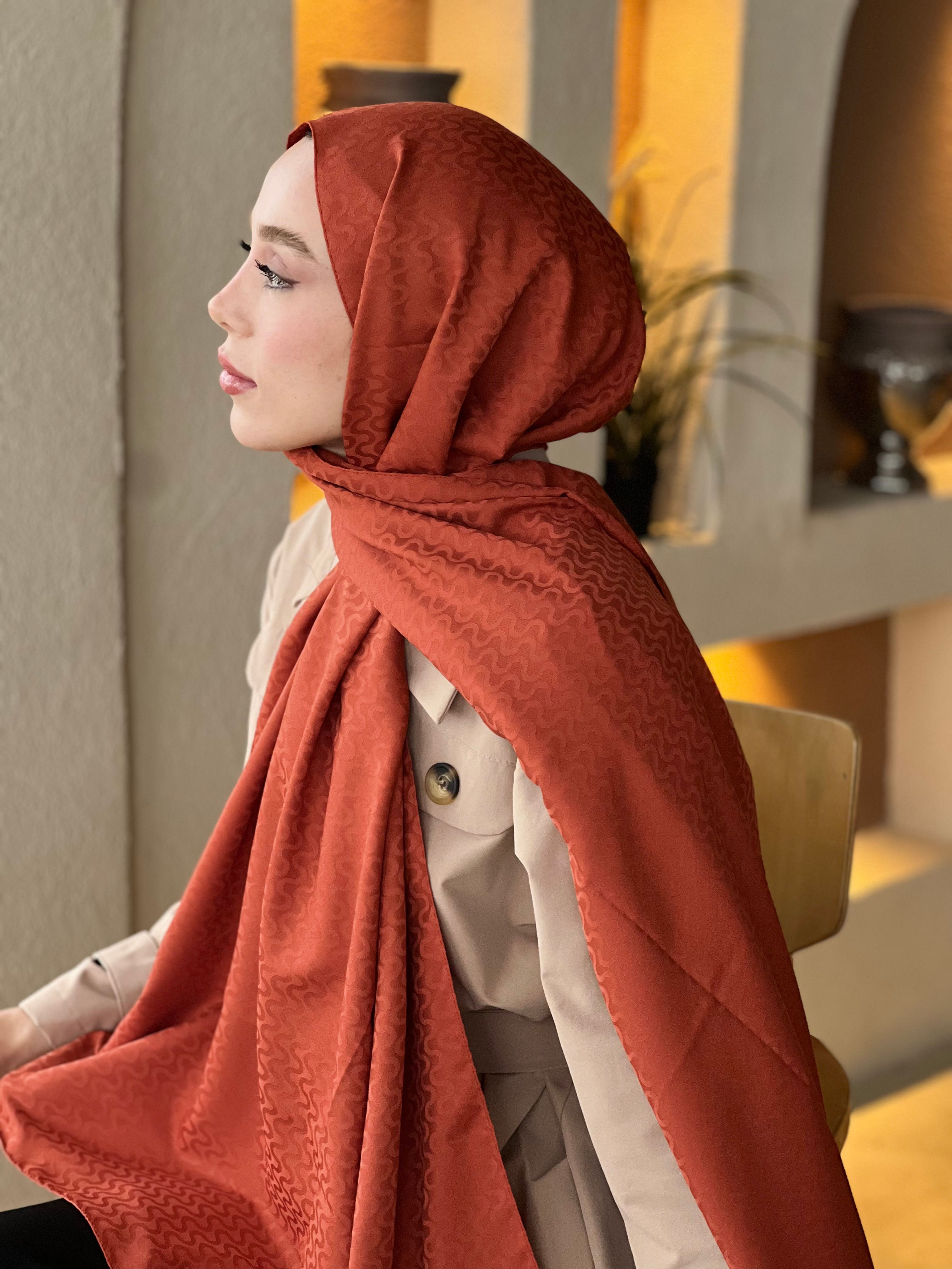 Silky Jacquard Series Water Wave Pattern Shawl - Tile