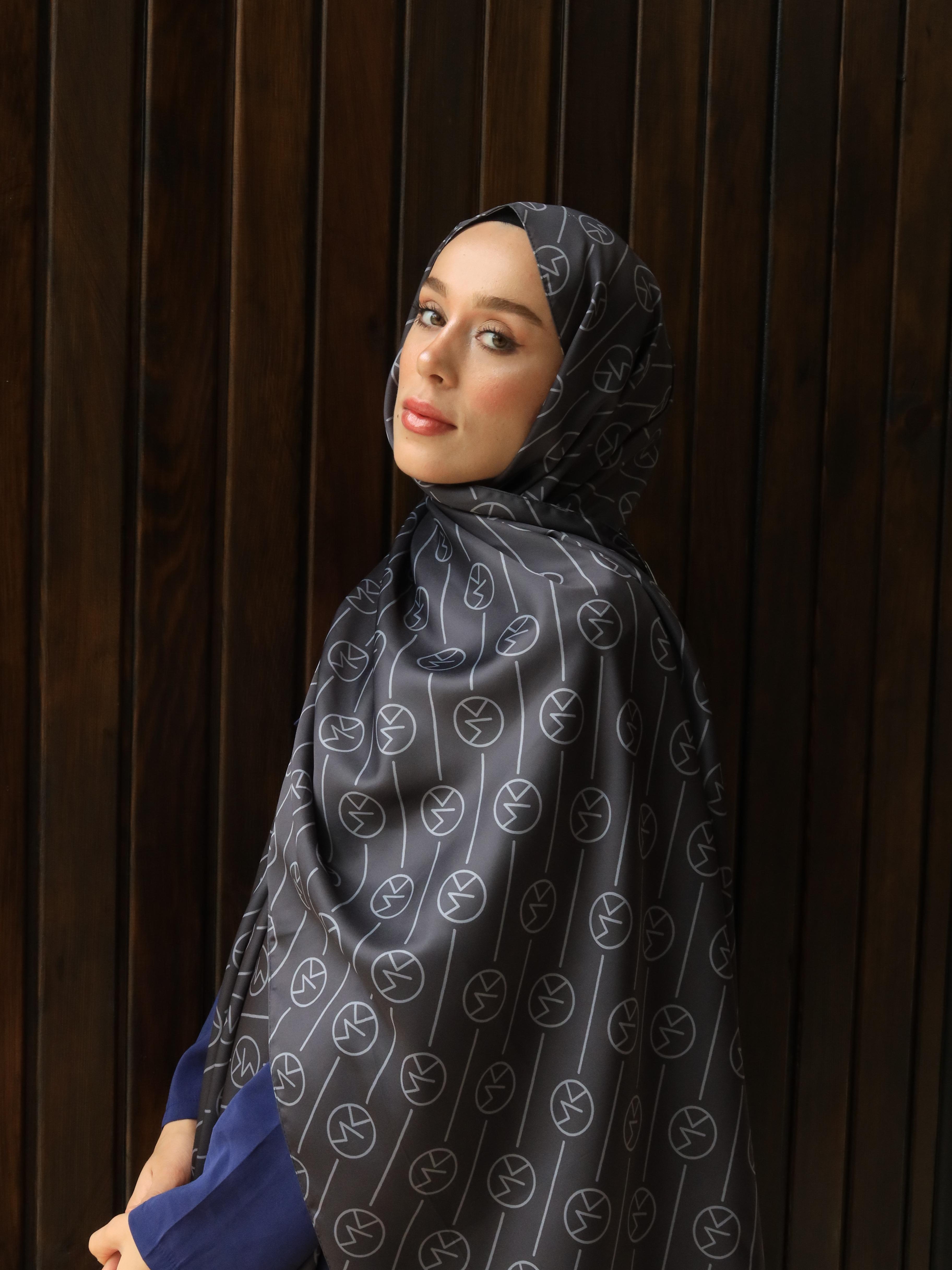 Silky Shawl Stripe Mk Pattern - Koyu Gri-Gri