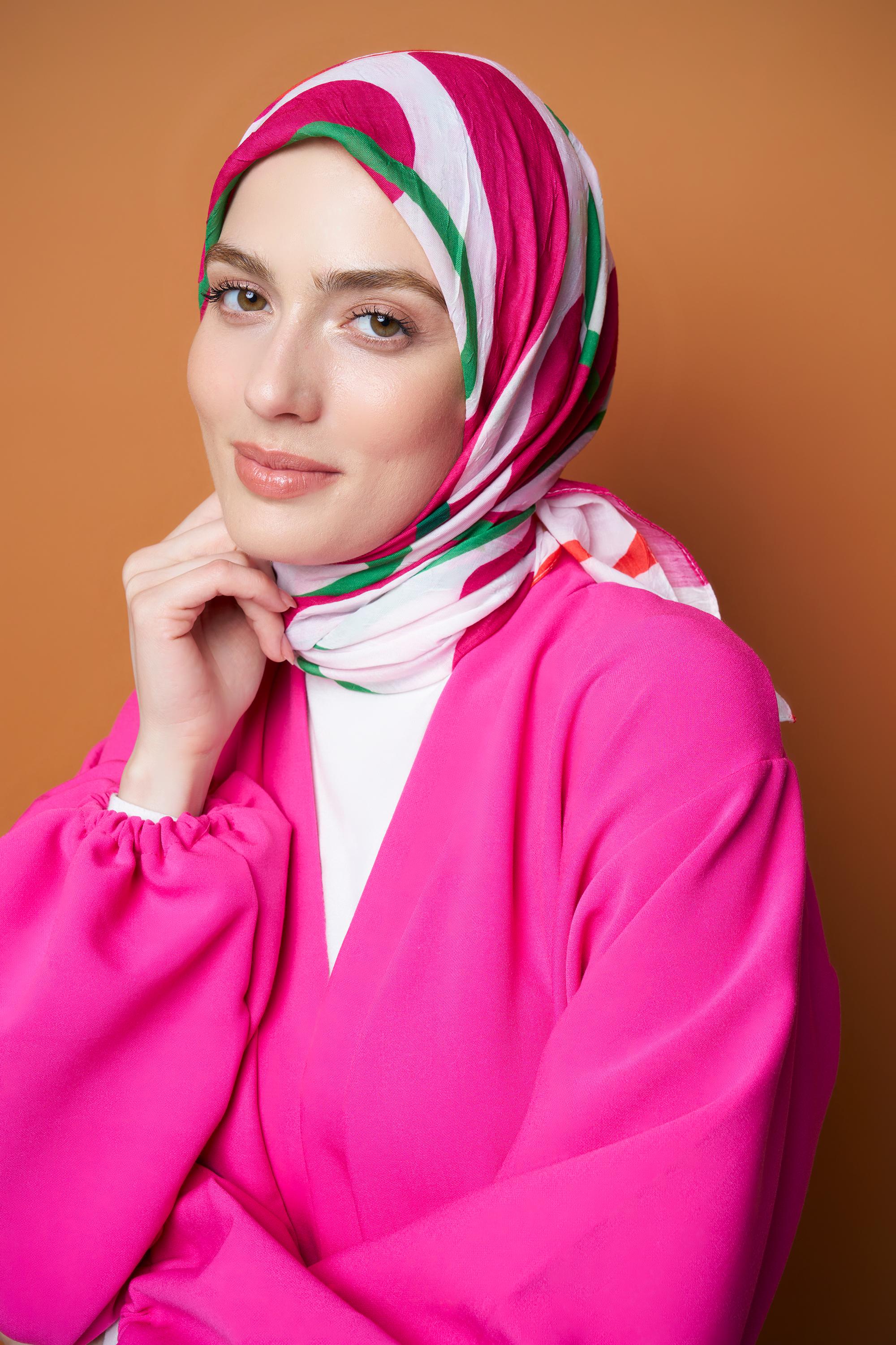 Soyut Desen Bambu Eşarp - Pembe-Benetton