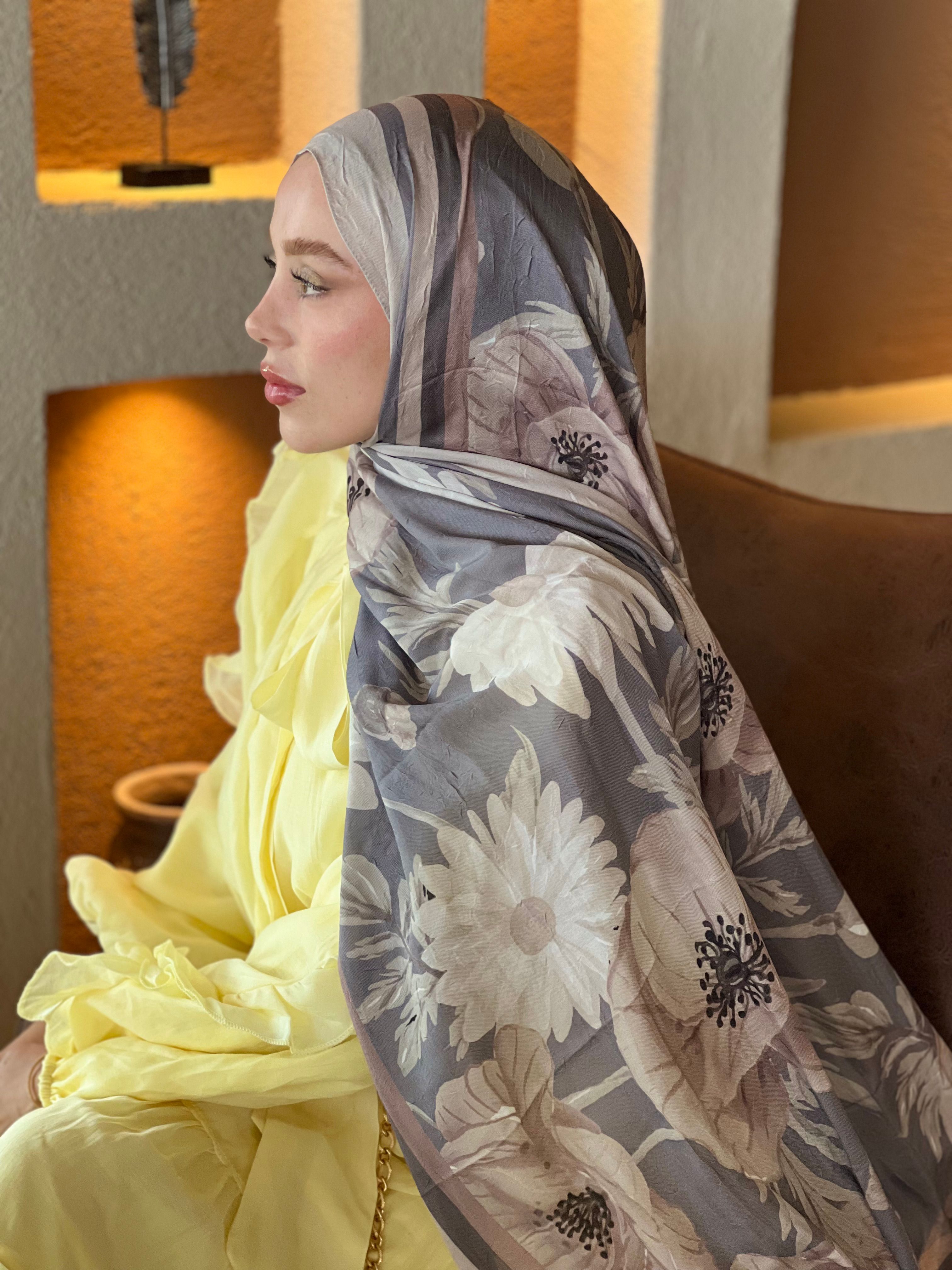 Margarit Pattern Bamboo Shawl - Stone