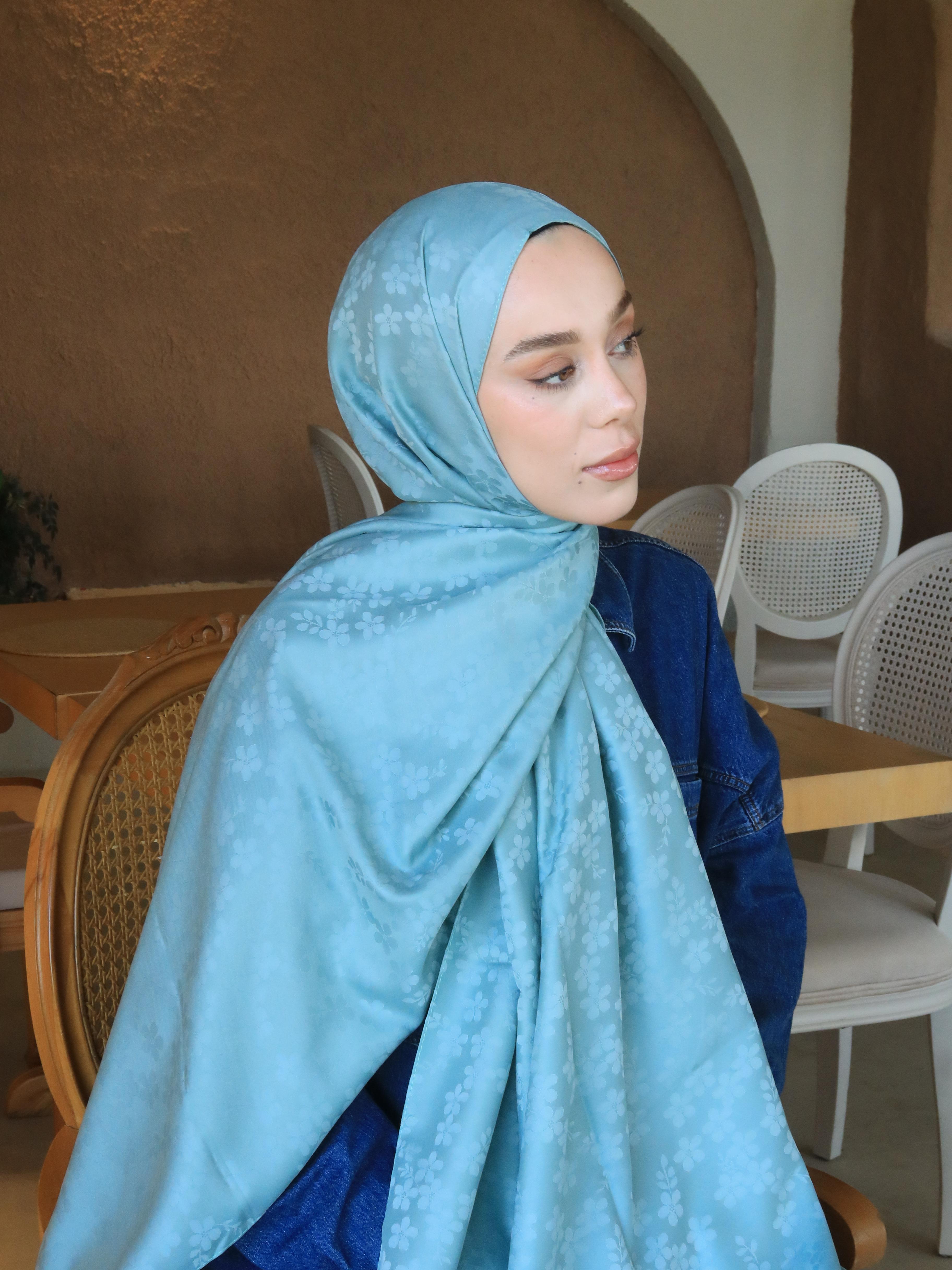 Silky Jacquard Shawl Series Floral Pattern Shawl - Soft Yeşil