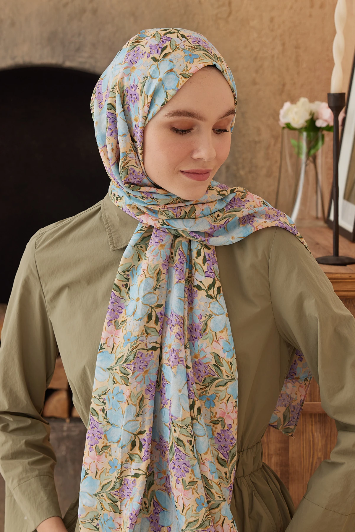 Watercolor Clover Pattern Bamboo Shawl