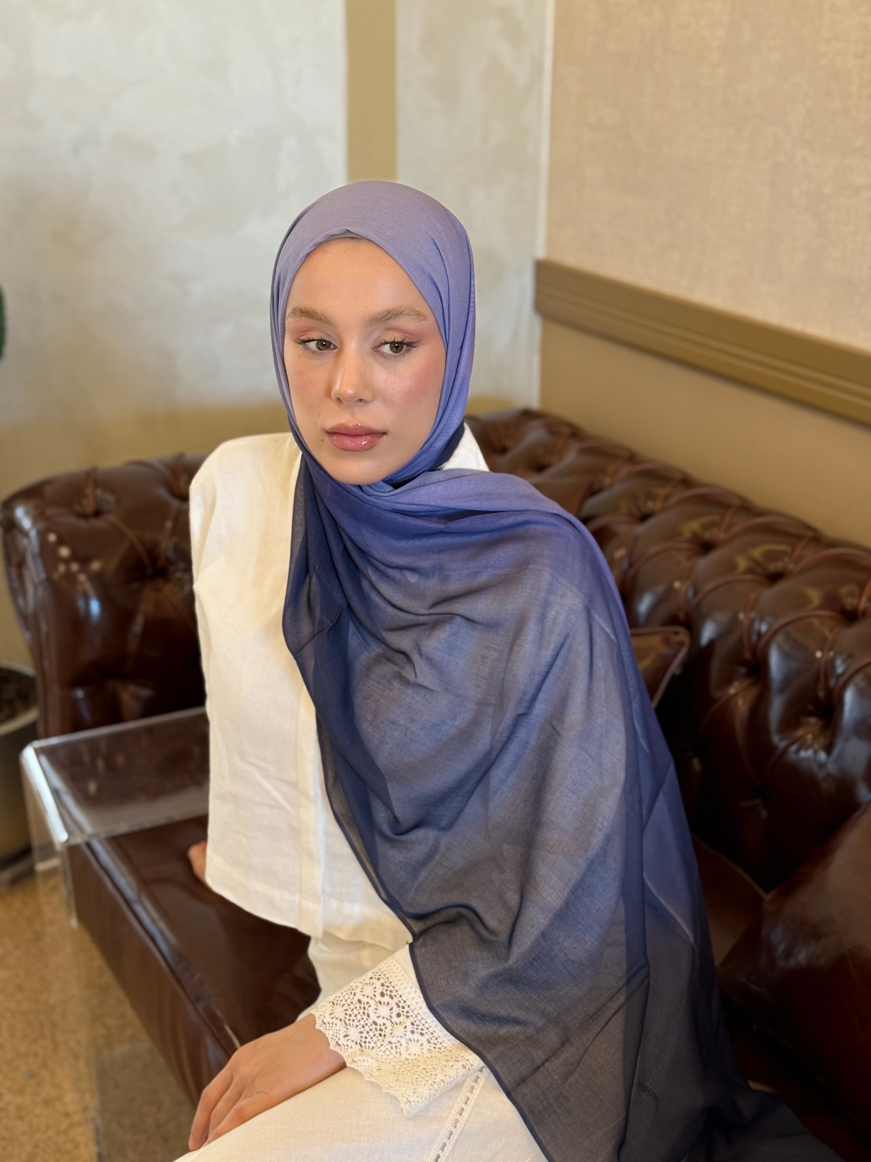 Glow Degrade Desen Aya Şal - Lila-Siyah