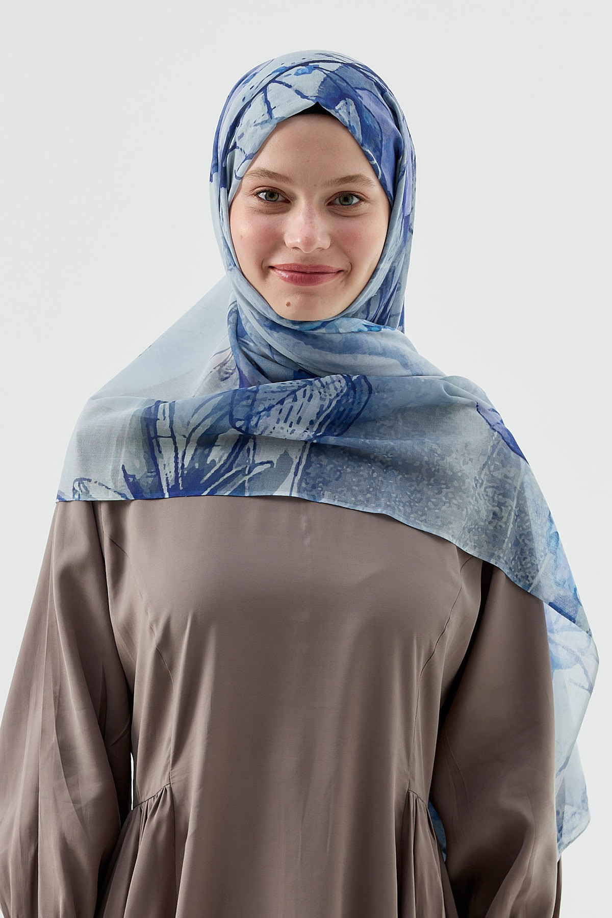 Nilüfer Desen Aya Şal - Kemik-Lila
