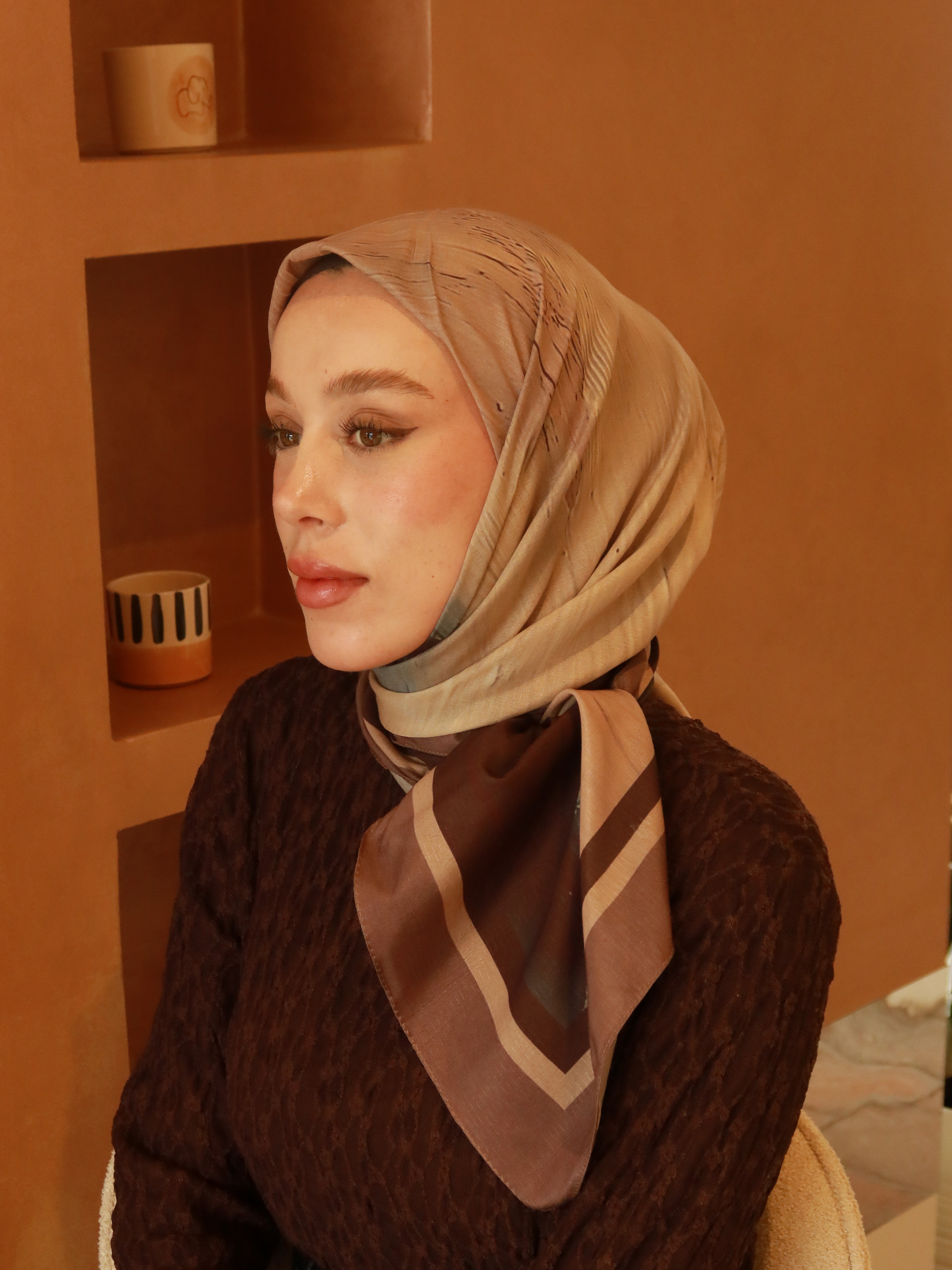 Nerith Desen Lina Eşarp - Tozlu Kahve