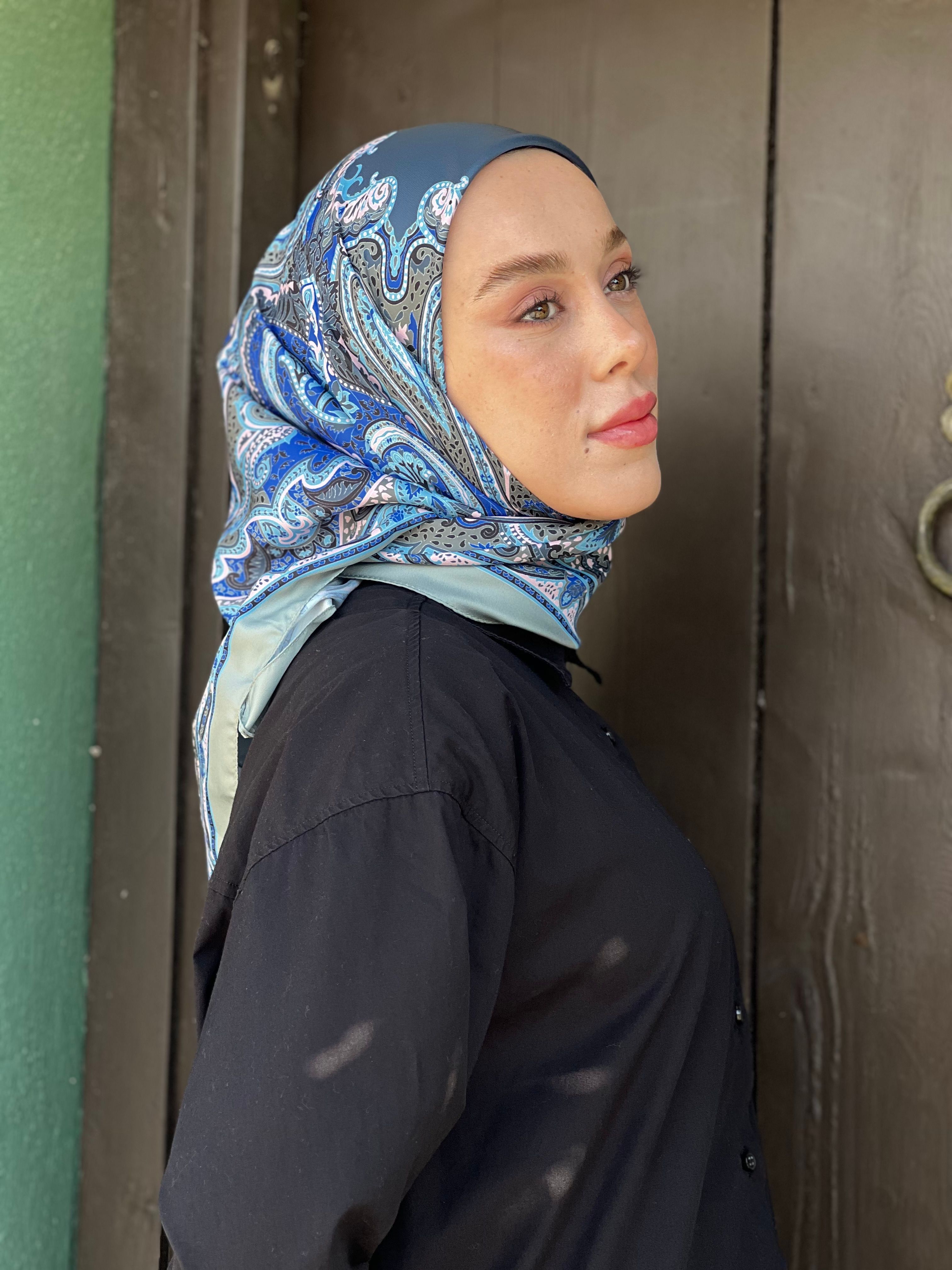 Persian Pattern Twill Scarf - Nil Yeşili