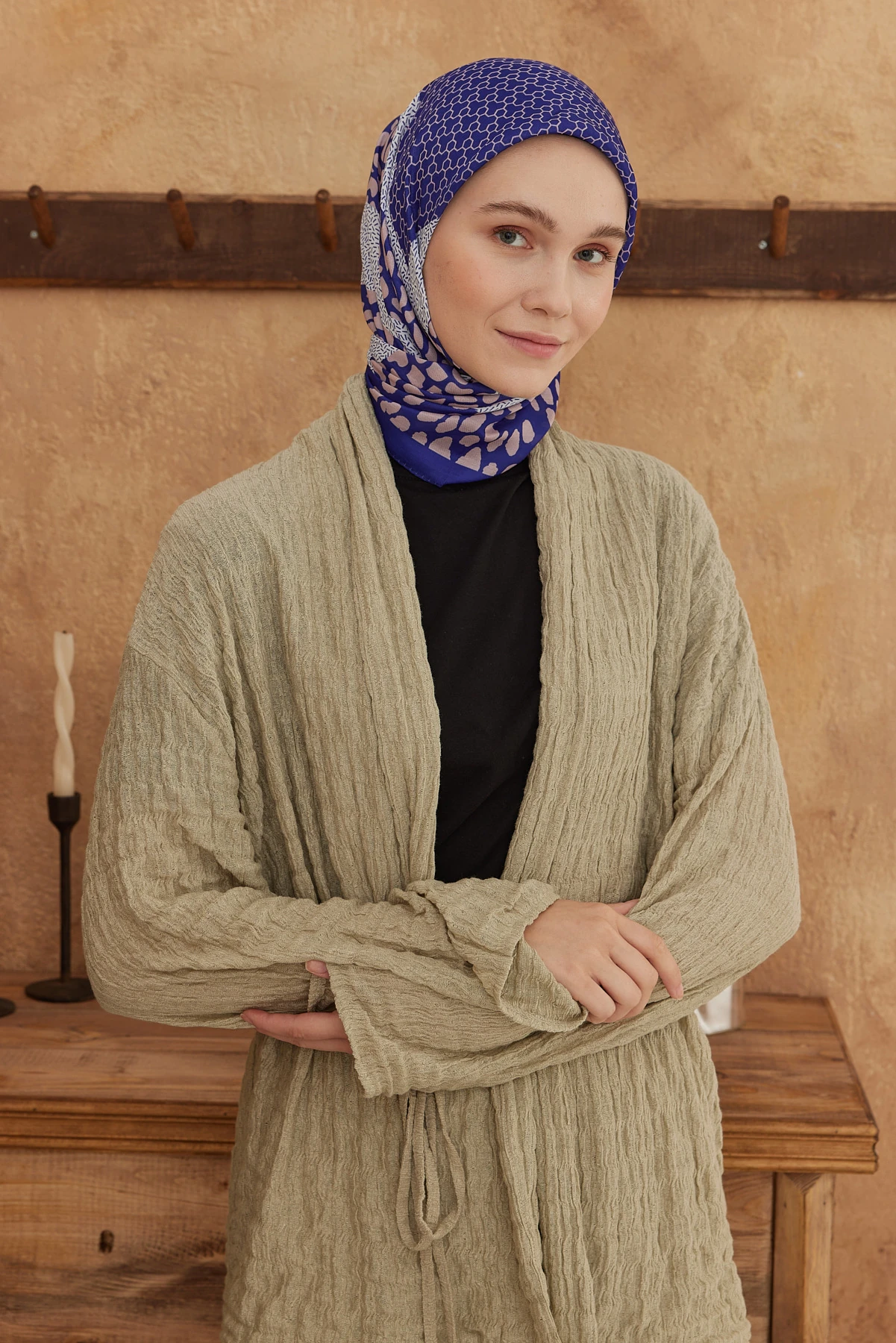 Petek Leopar Desen Pamuk Eşarp