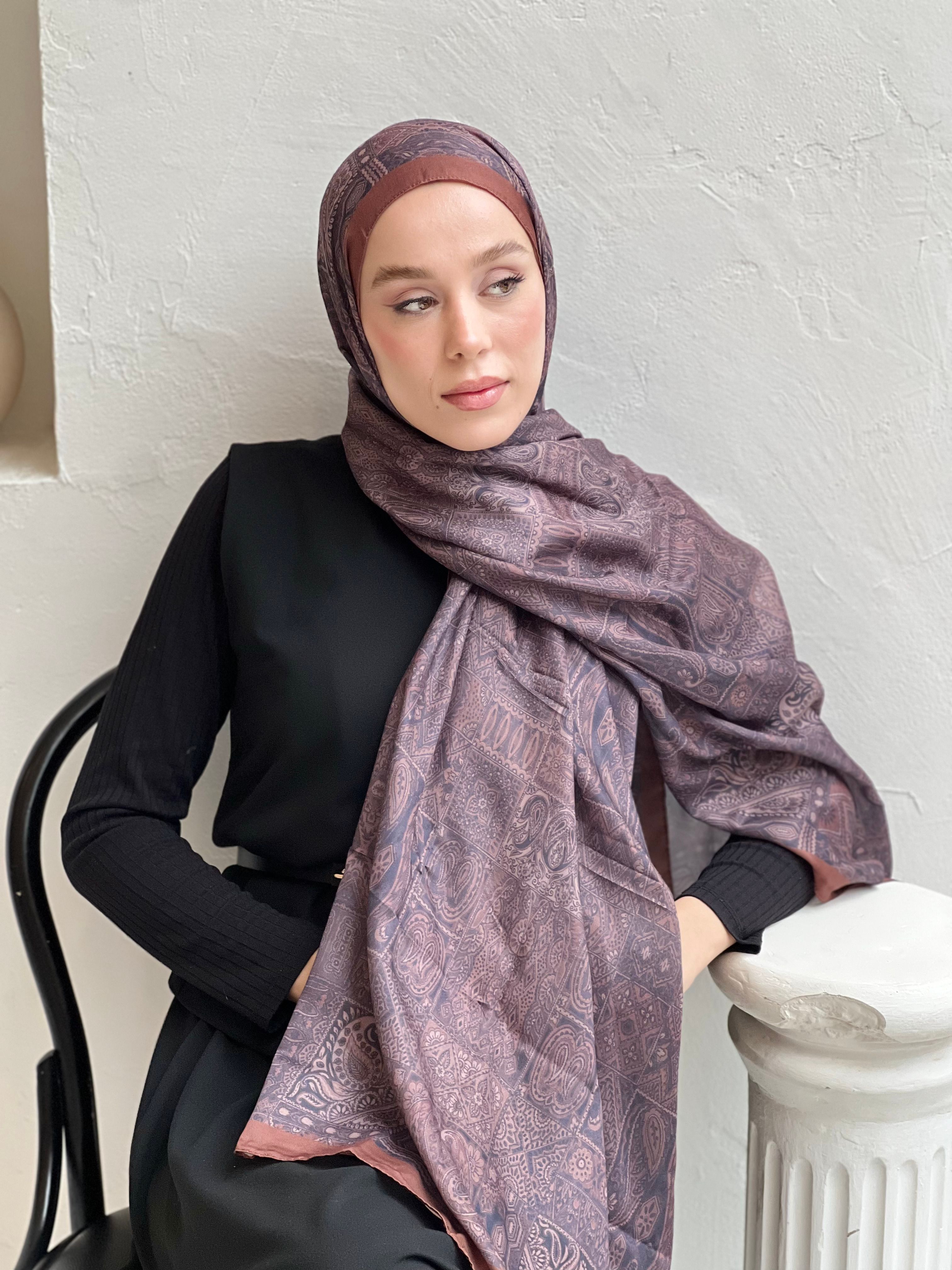 Siena Pattern Cotton Shawl - Brown