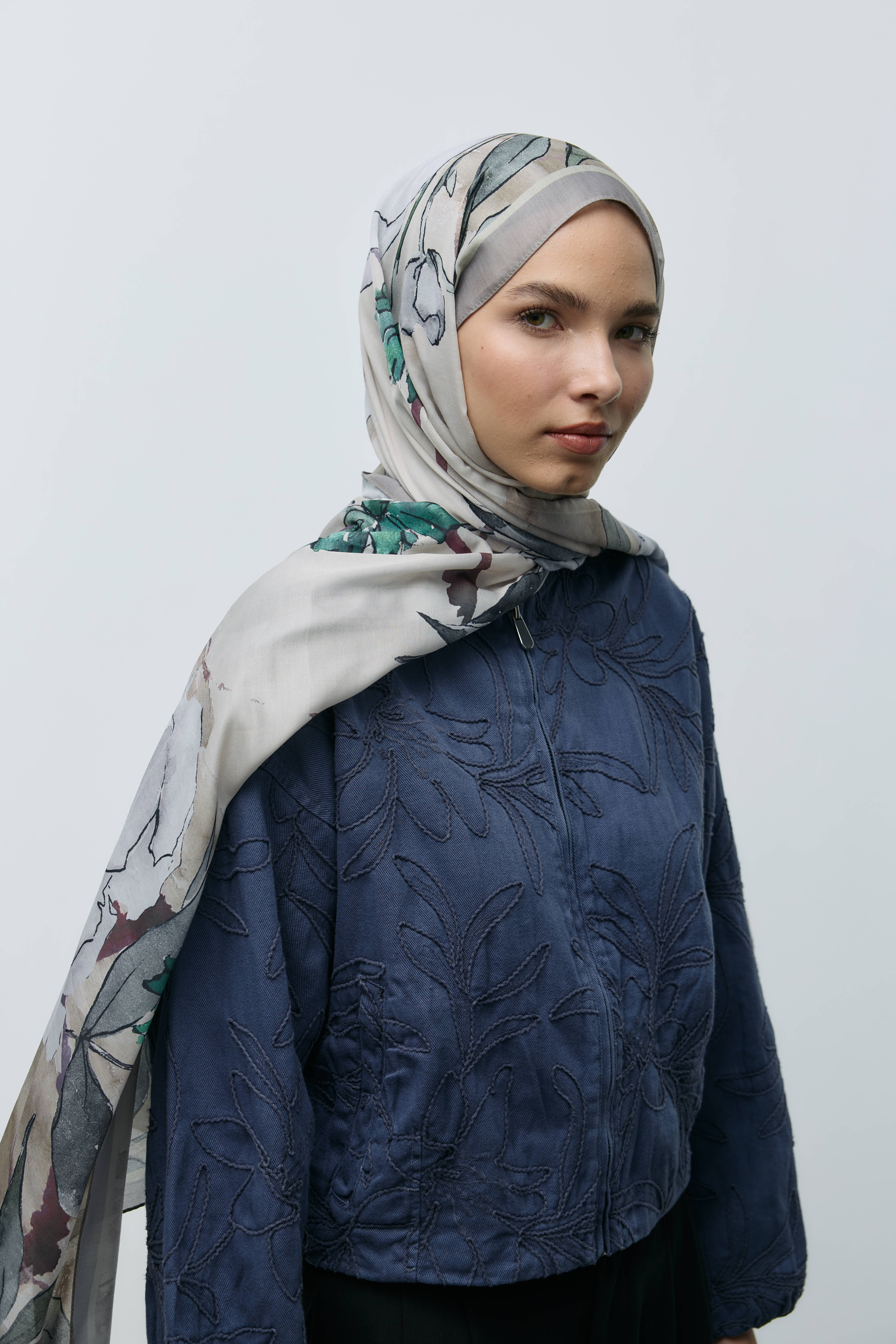 Nileya Desen Pamuk Şal - Antique Beige