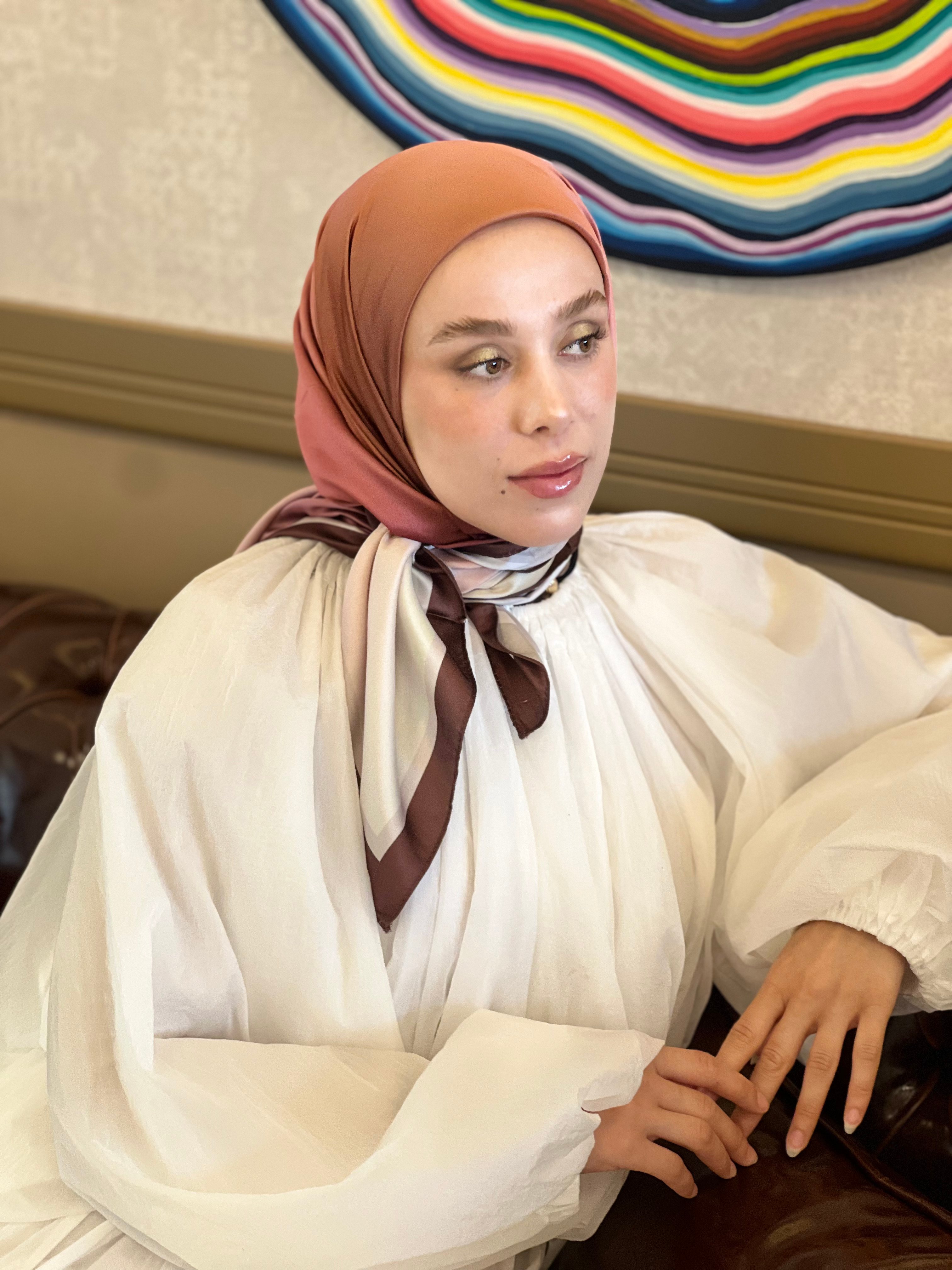 Fade Desen Tanca  Eşarp - Kahverengi