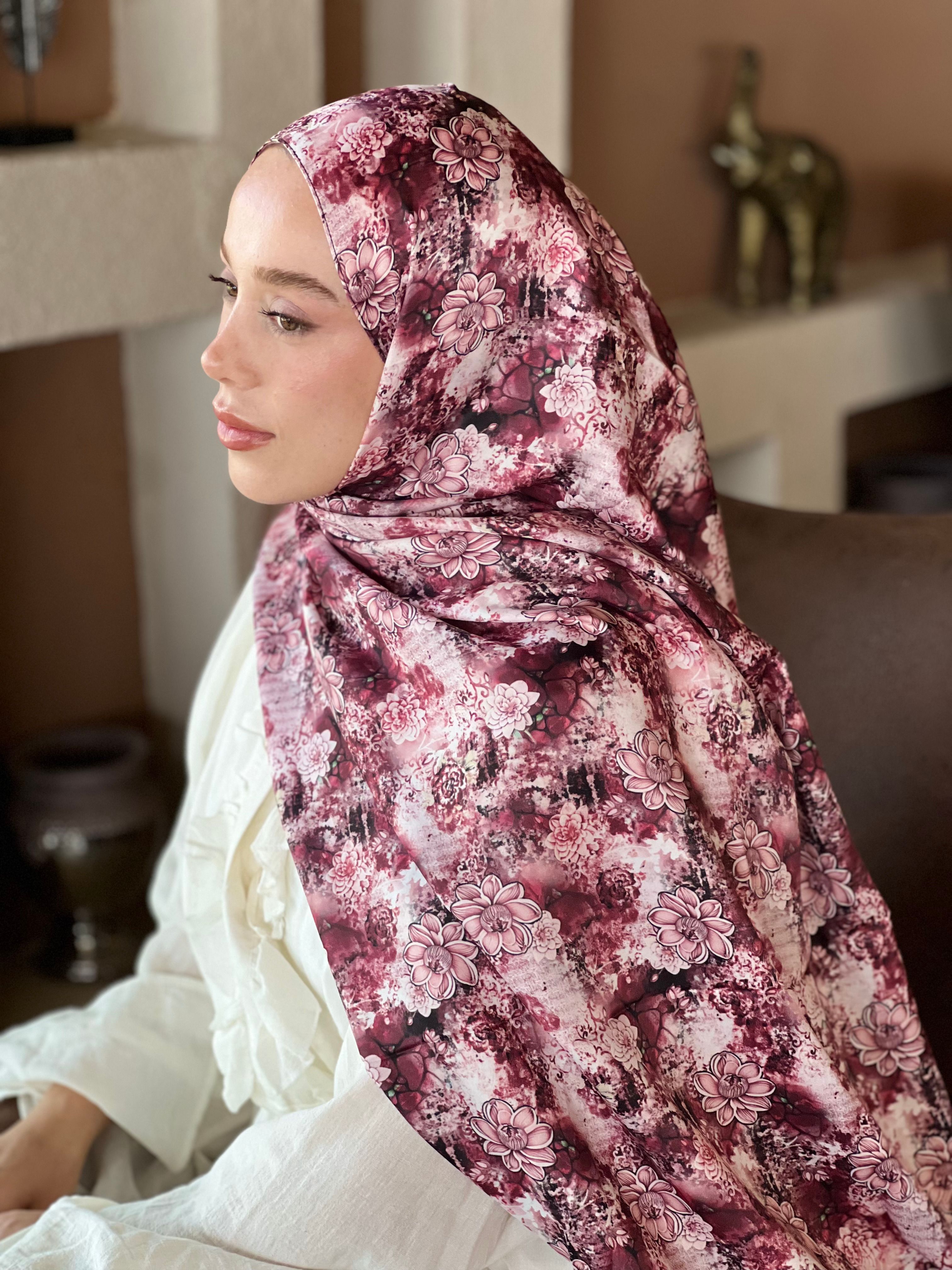 Zemheri Pattern Twill Shawl - Burgundy
