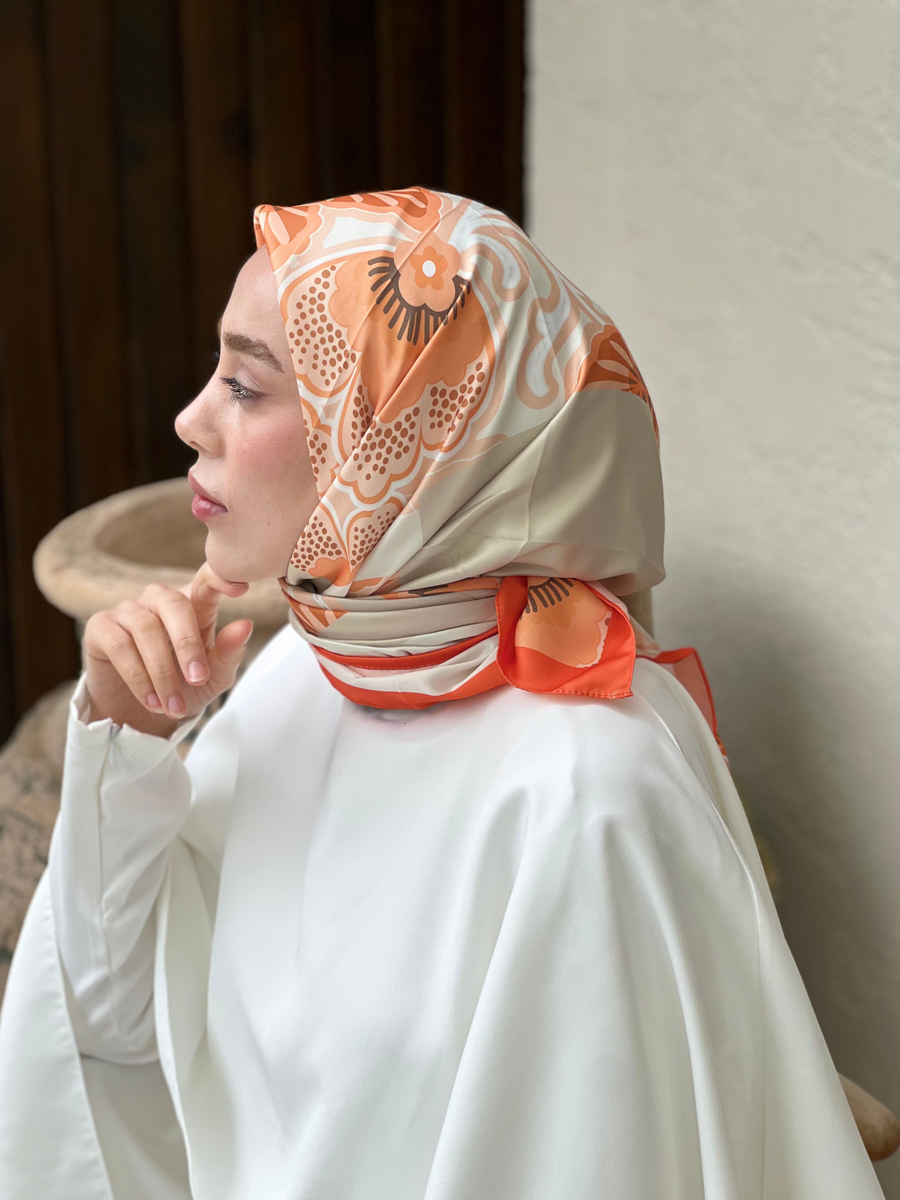 Sarmaşık Twill Eşarp - Mercan