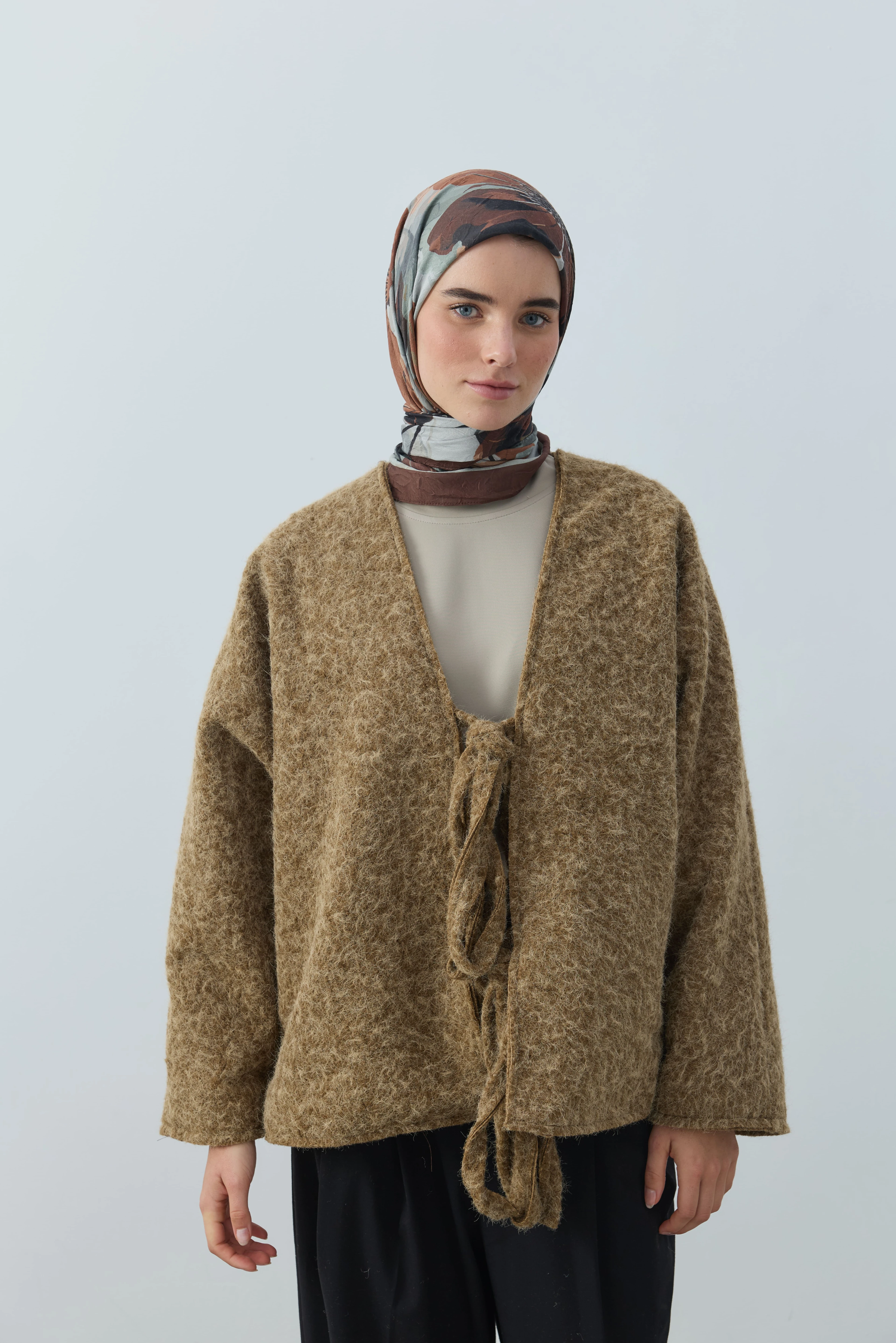 Solena Desen Bambu Eşarp - Kahverengi