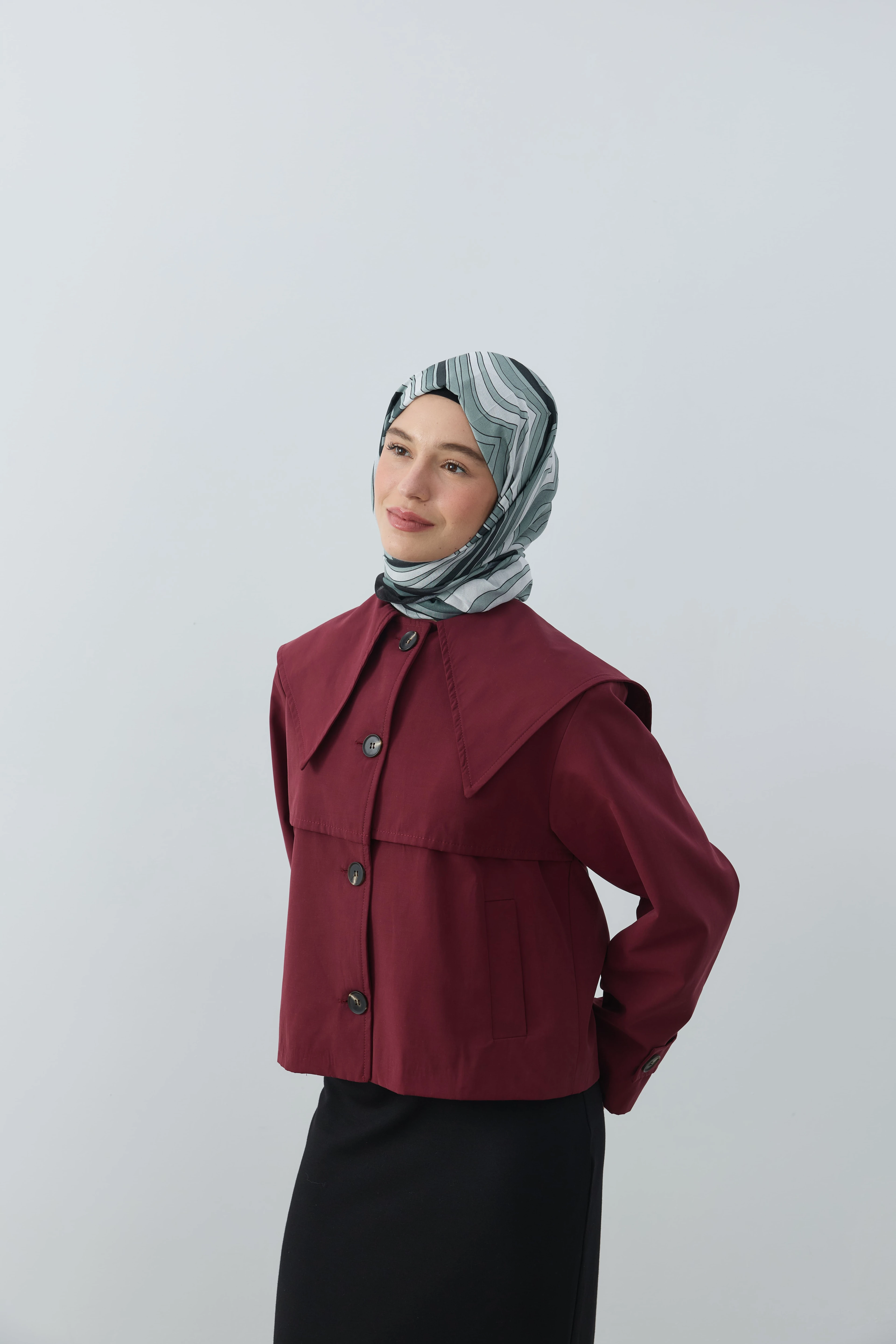 Wavea Desen Lina Şal - Siyah-Mint