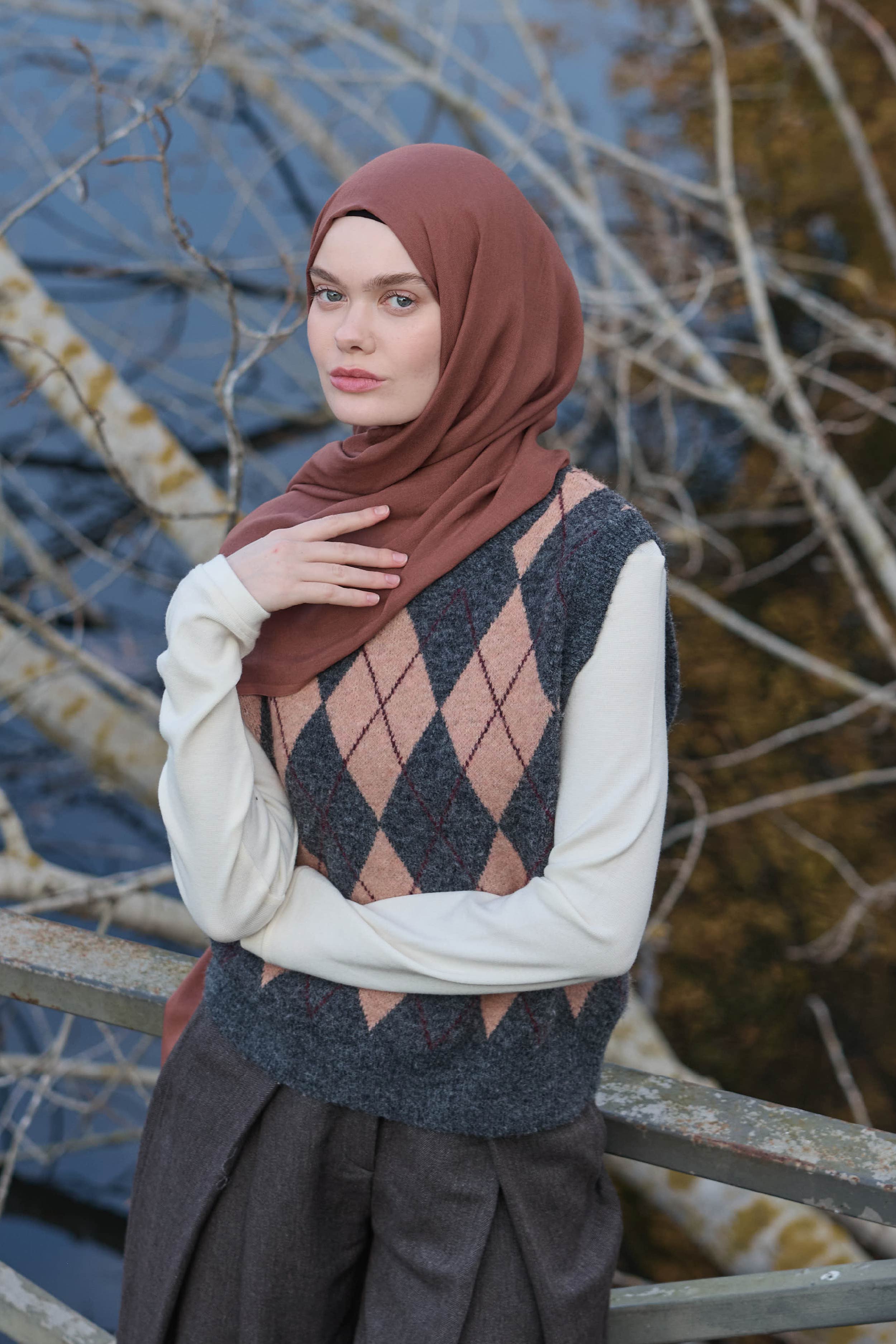 Liora Viskon Şal - Soğan Kabuğu