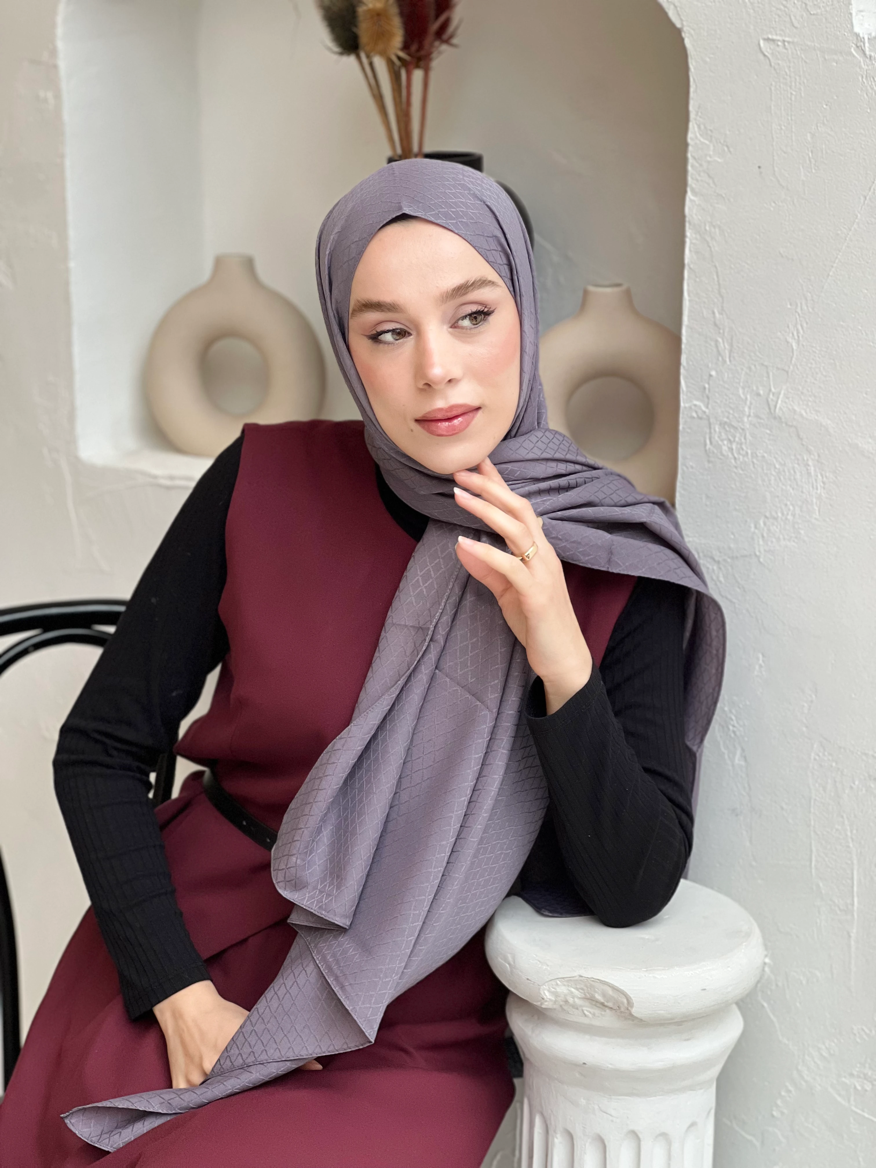 Soft Jacquard Series Pearl Rhythm Pattern Shawl