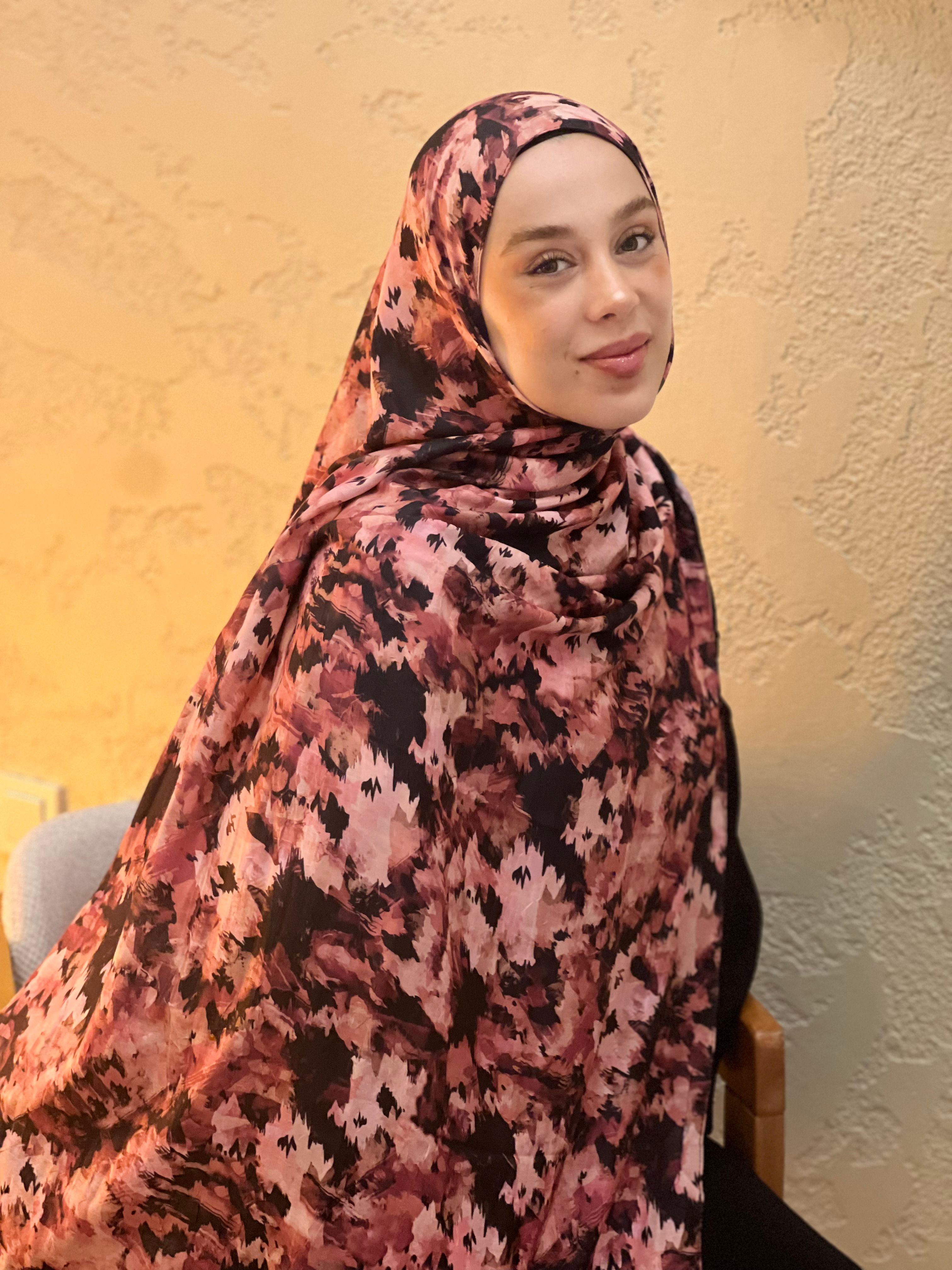 Autumn Pattern Bamboo Shawl - Pink