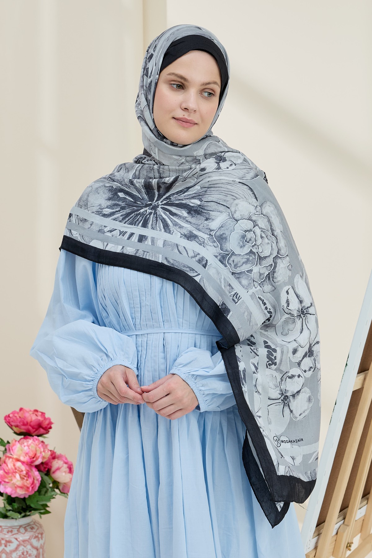 Lipa Desen Bambu Şal - Siyah