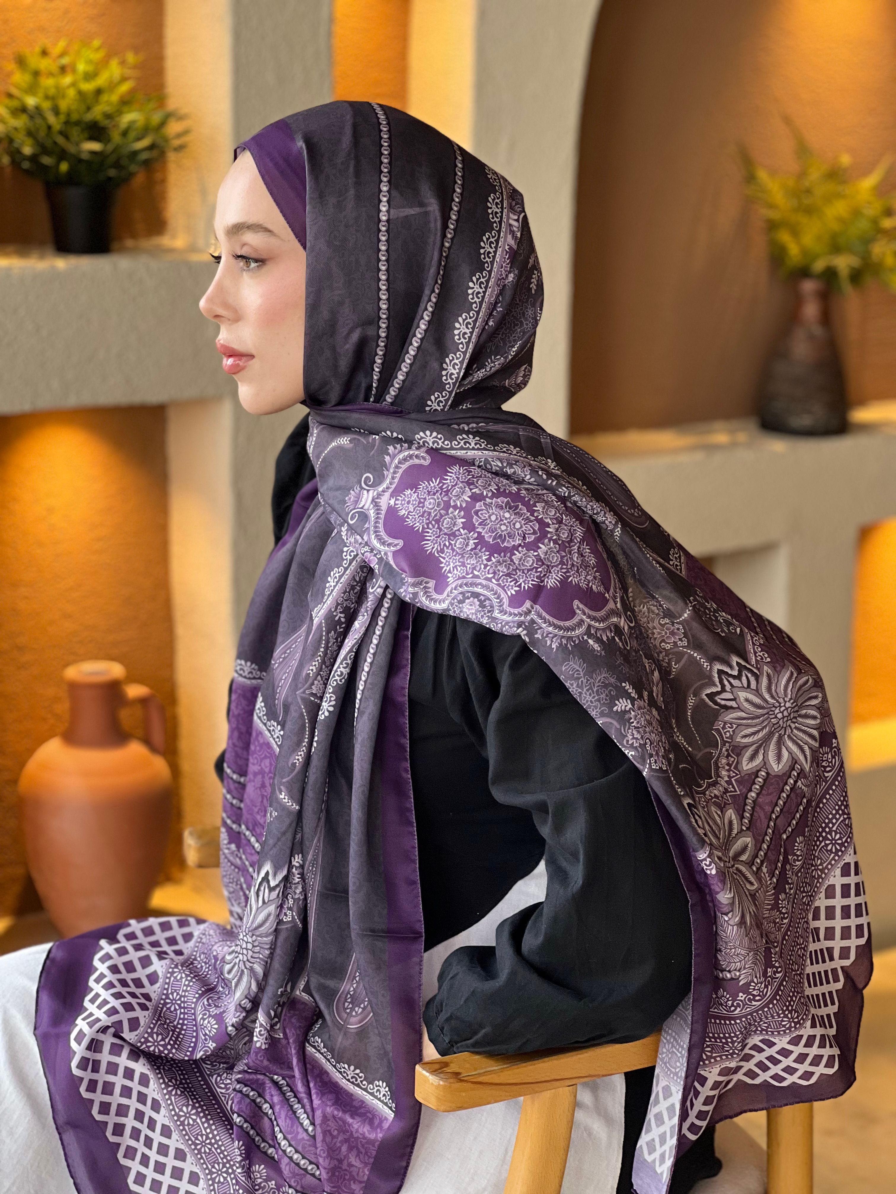 Huesca Pattern Cotton Shawl - Purple