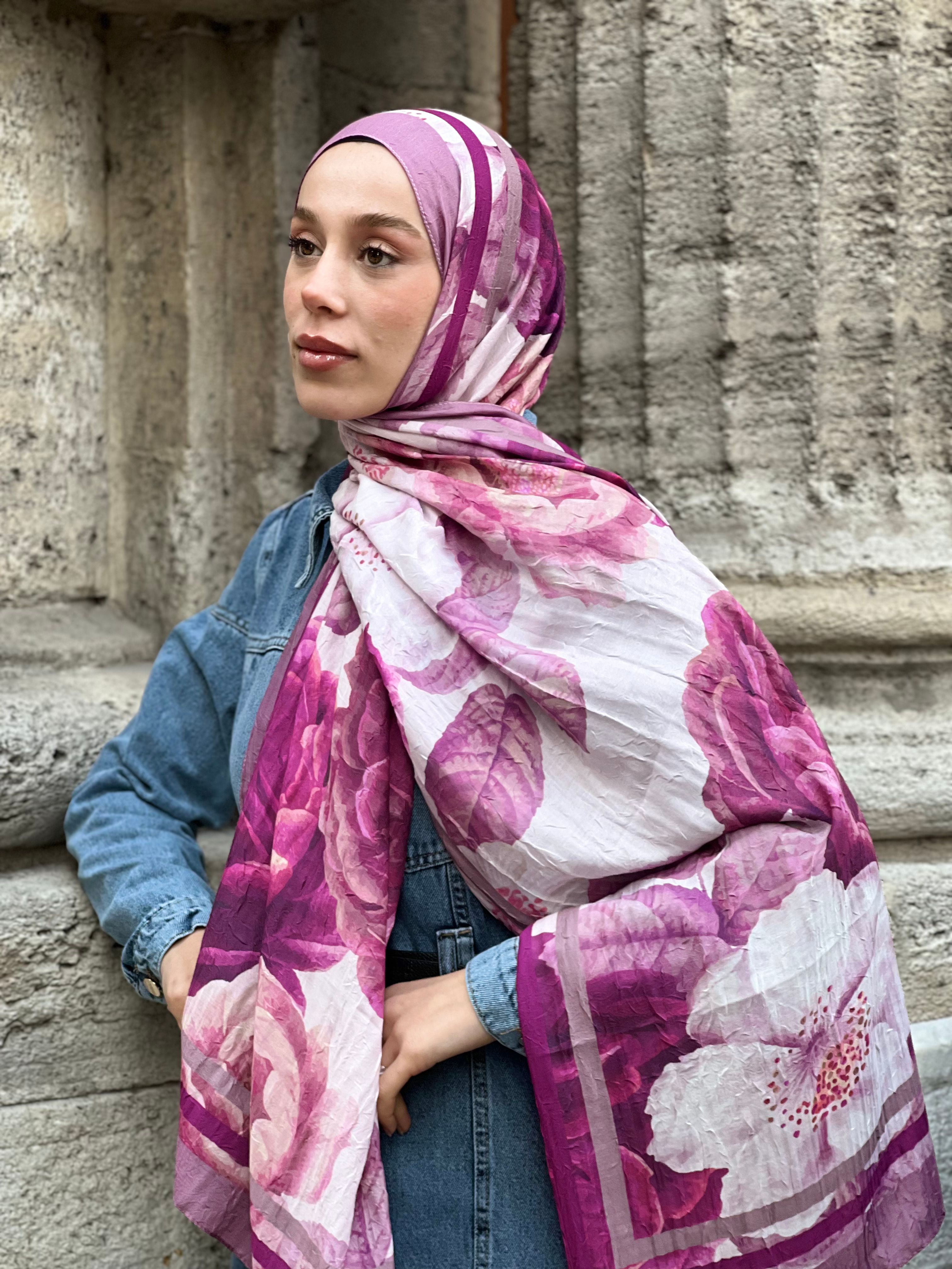 Gül Desen Bambu Şal - Marsala