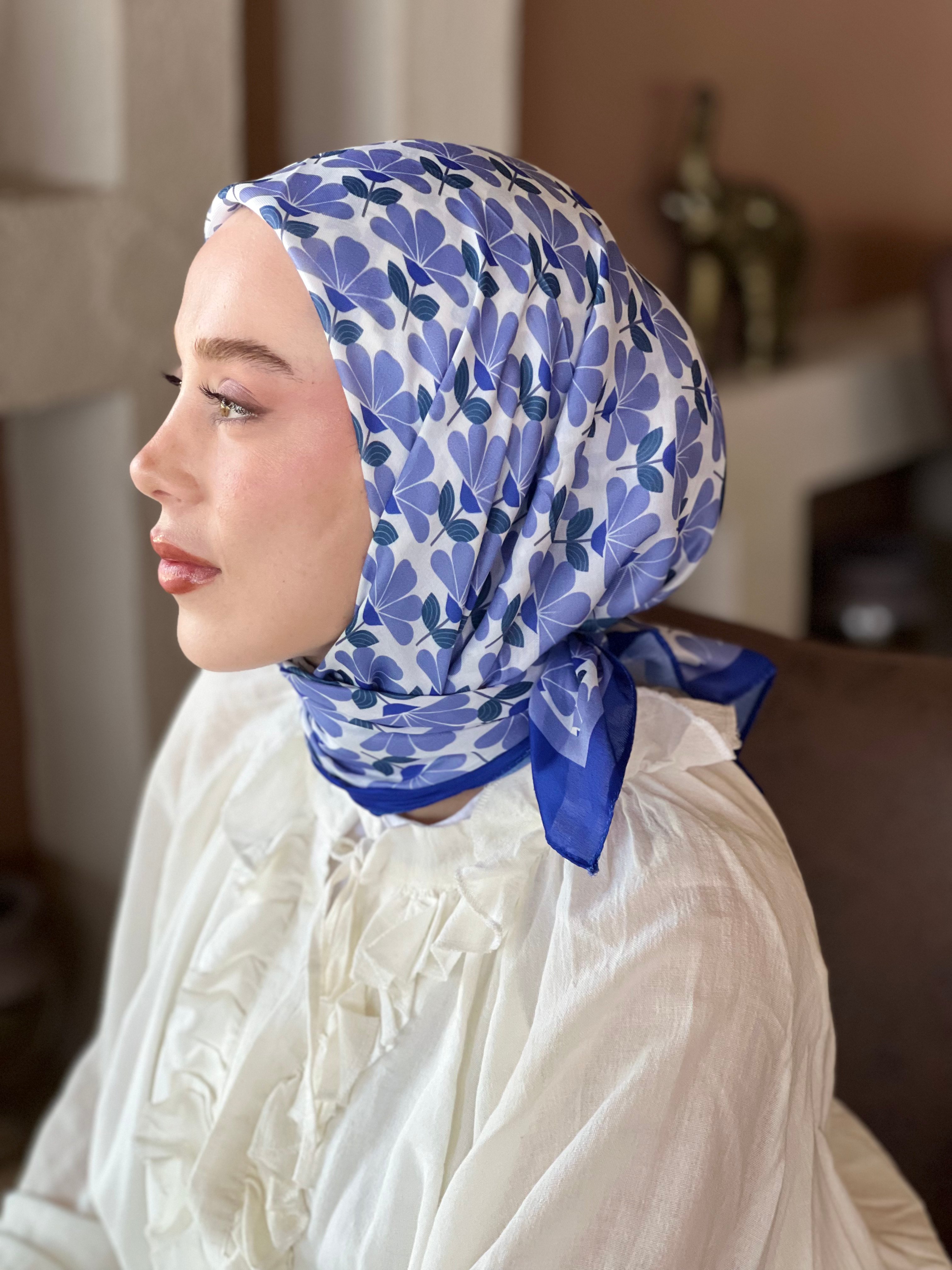 Yonca Desen Pamuk Eşarp - Saks Mavisi