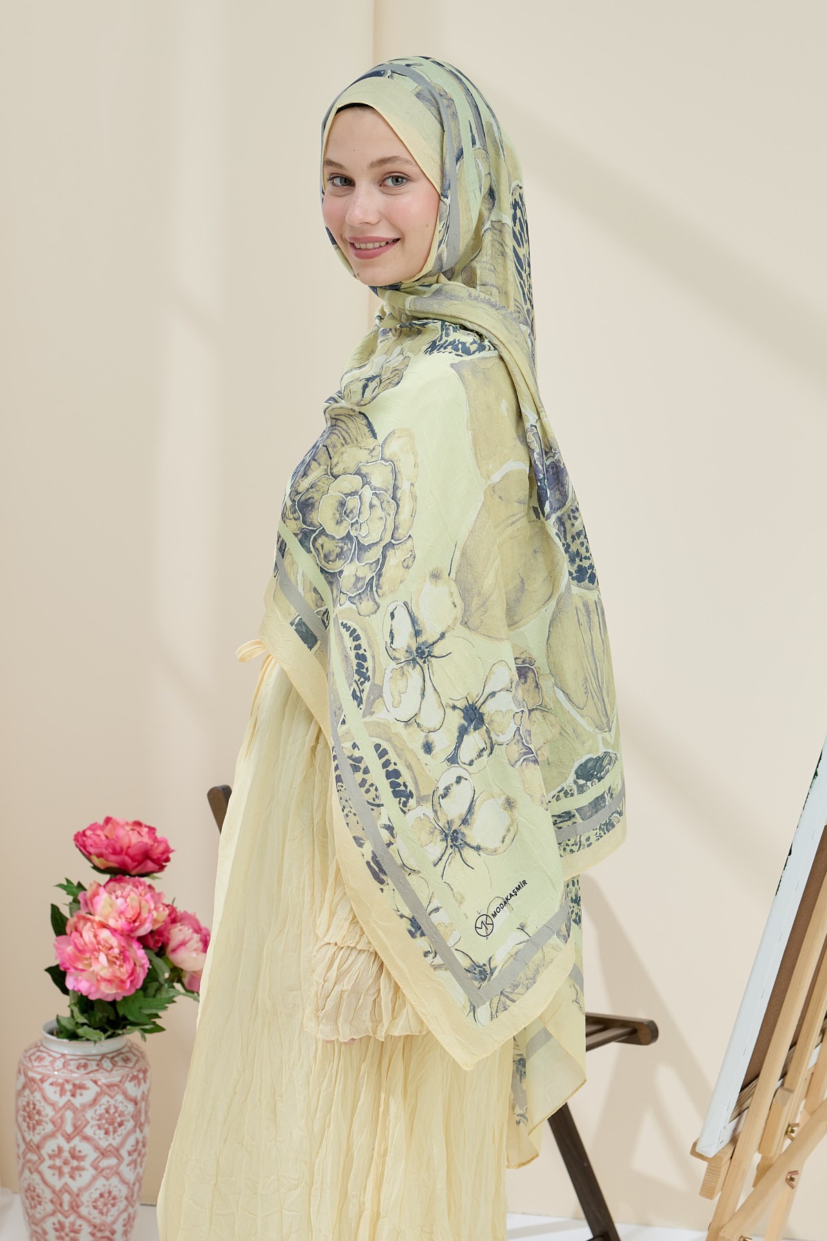 Lipa Desen Bambu Şal - Butter Yellow
