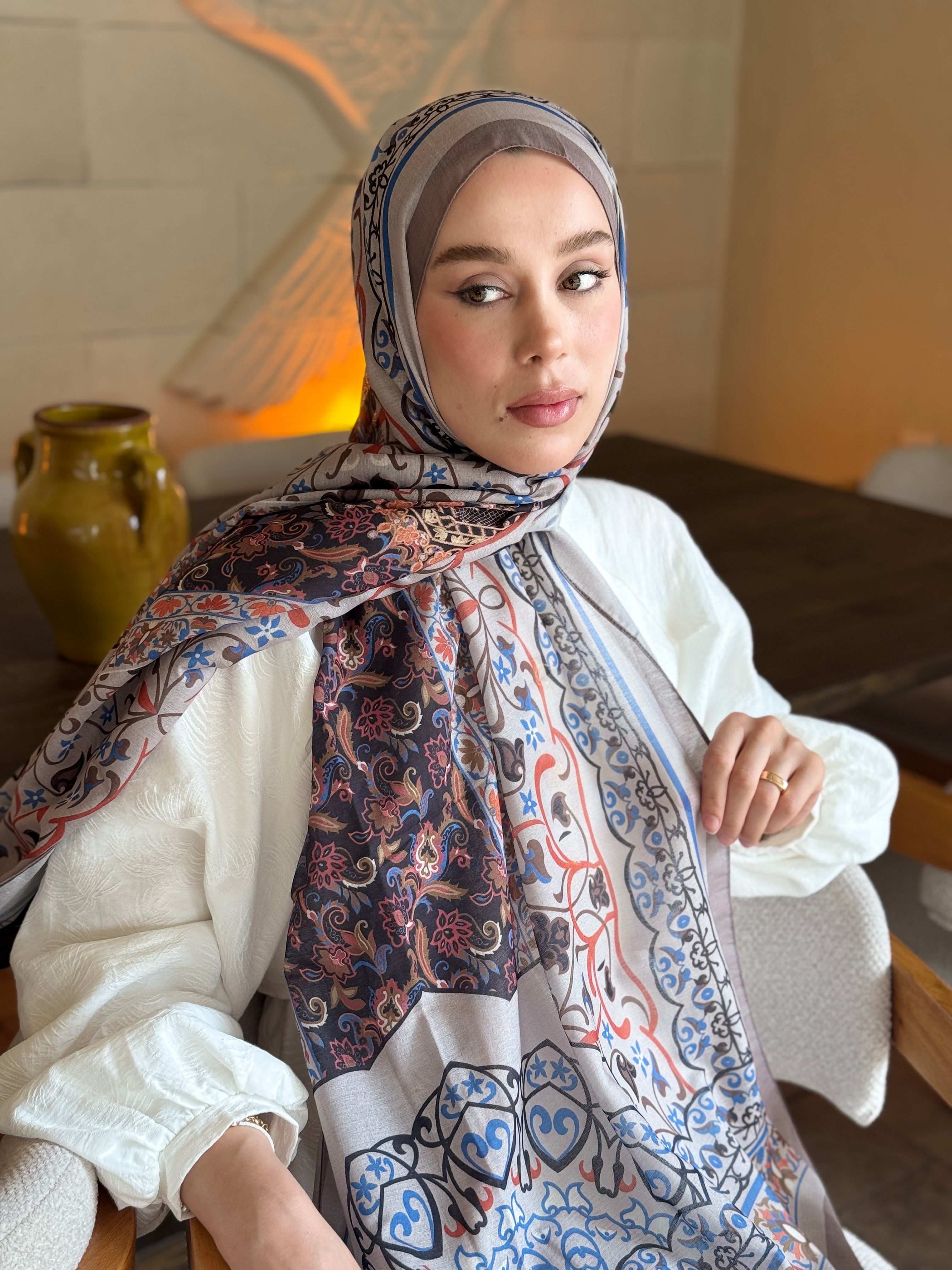 Pıtrak Desen Lina Şal - Antik Bej