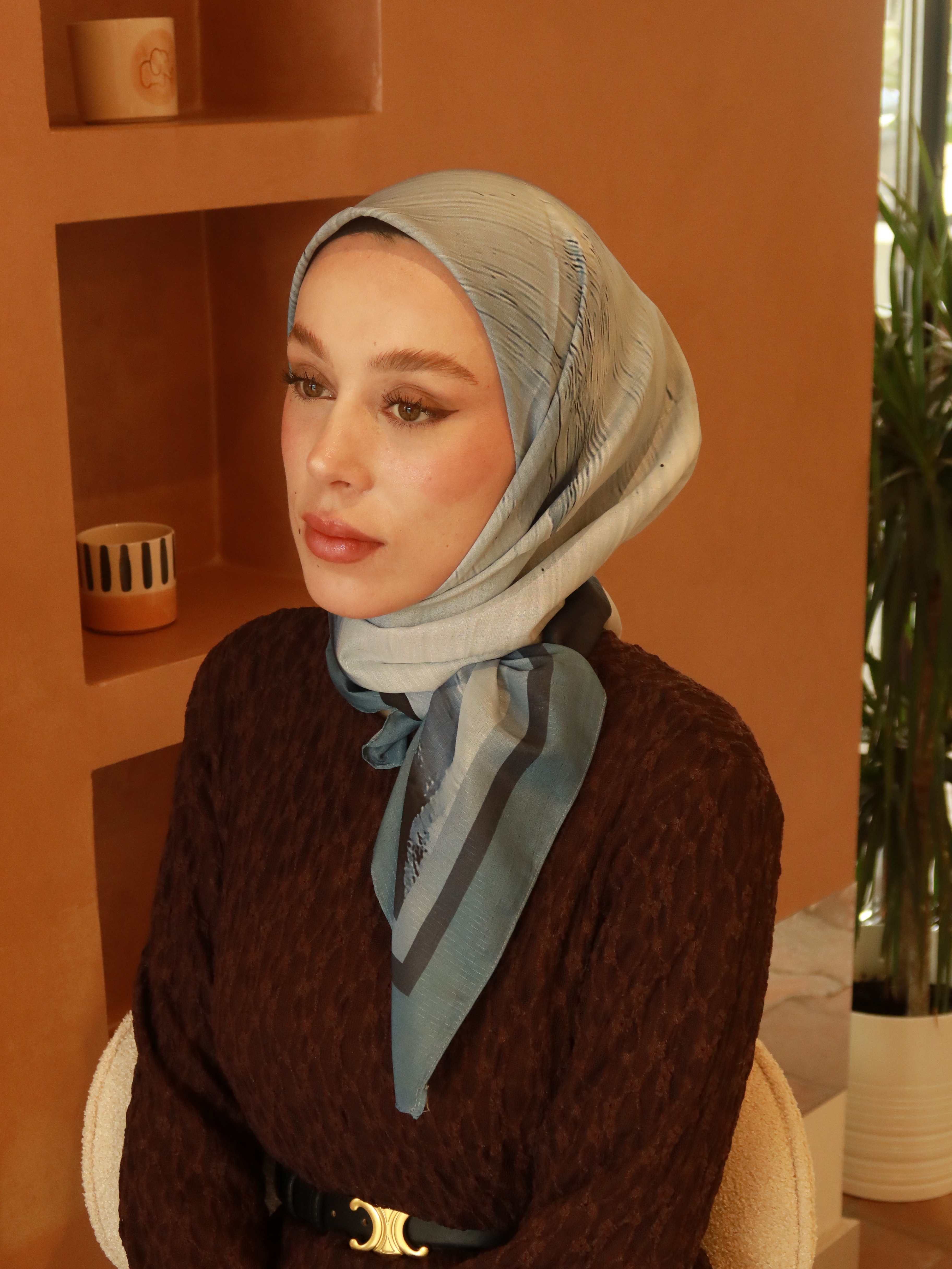 Nerith Desen Lina Eşarp - Mavi gri