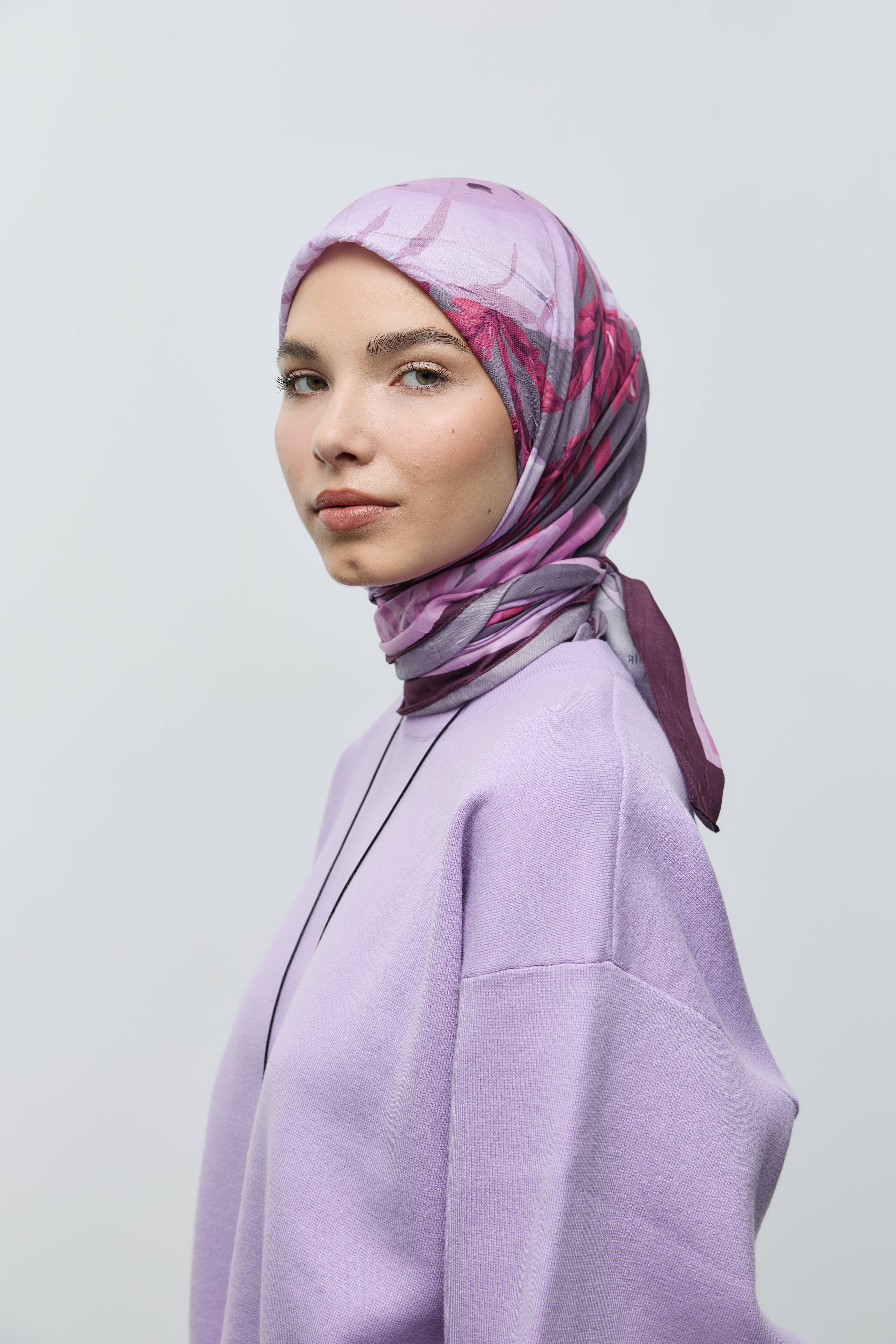 Roselith Desen Bambu Eşarp - Mürdüm