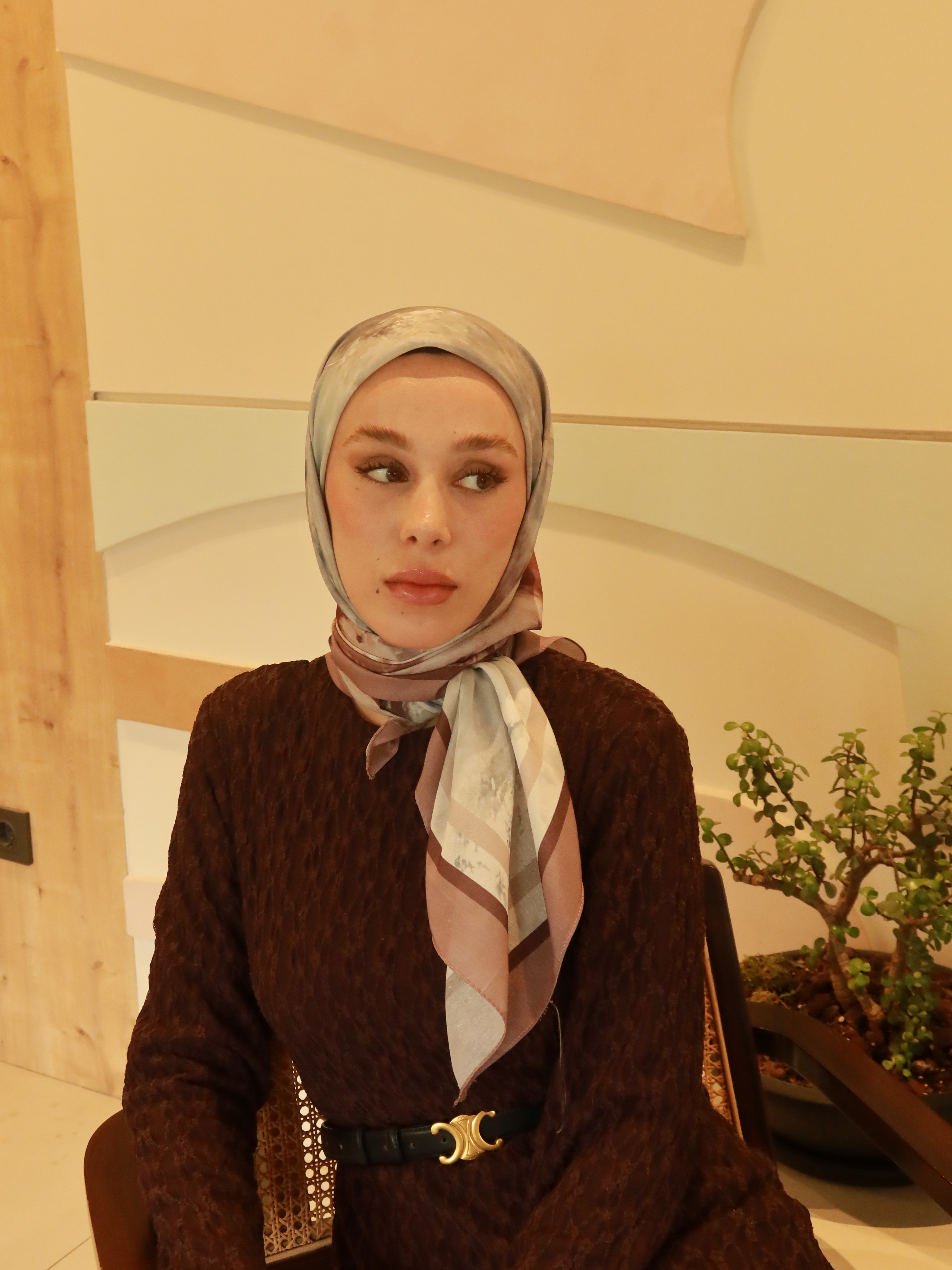 Eterya Desen Lina Eşarp - Koyu Vizon