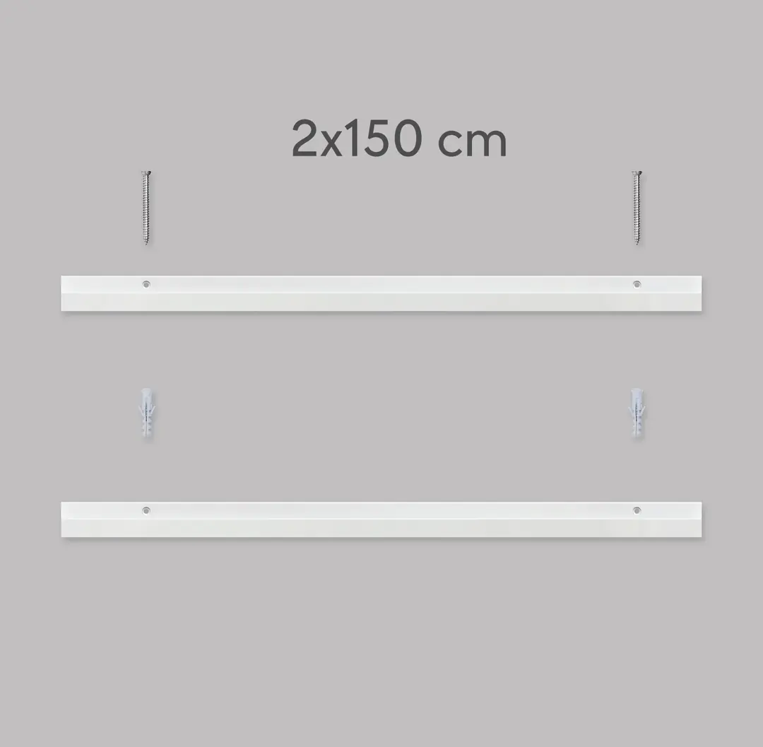 150 cm beyaz alüminyum resim askı ray sistemi çift set