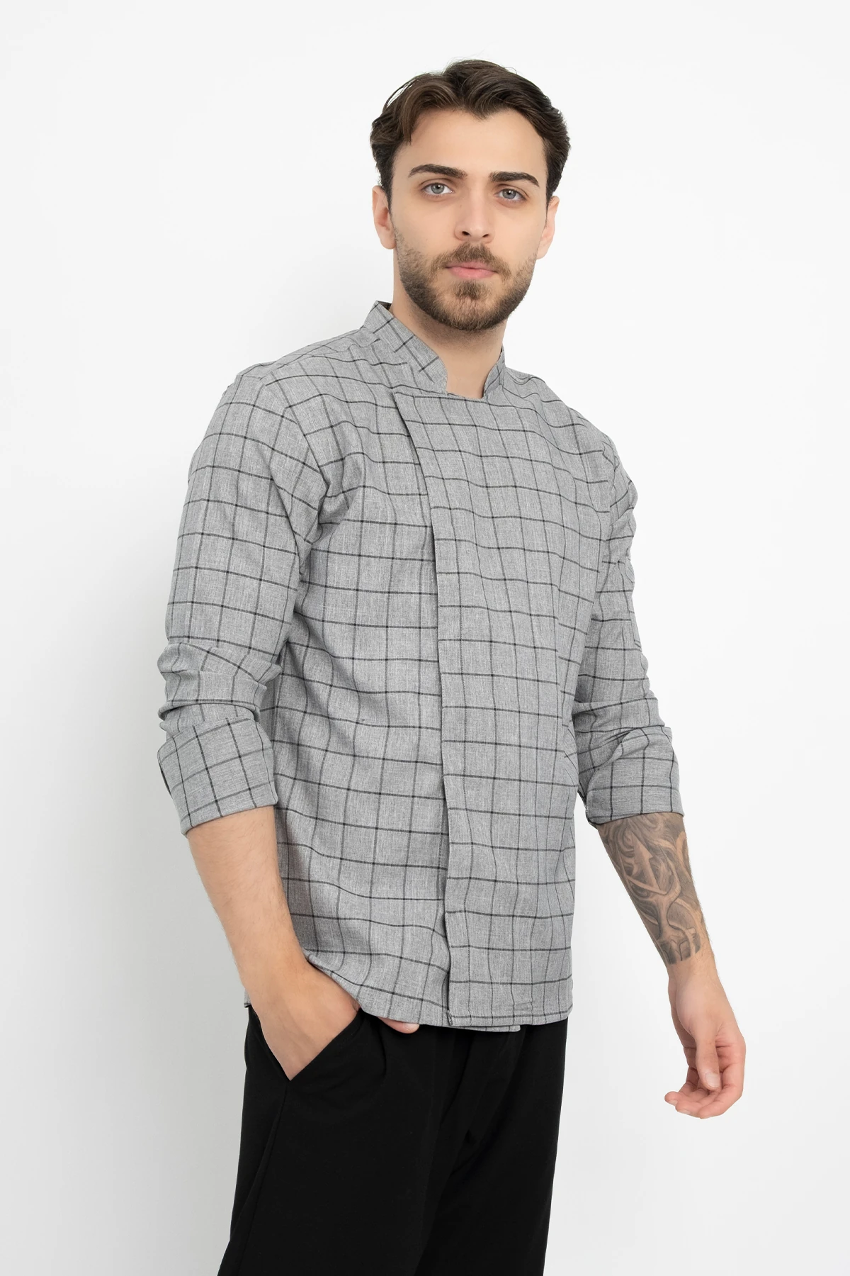 Kareli Ekose Desenli Aşçı Şef Ceket Aşçı Uniforma (Chef Ceket) Personel Kıyafeti