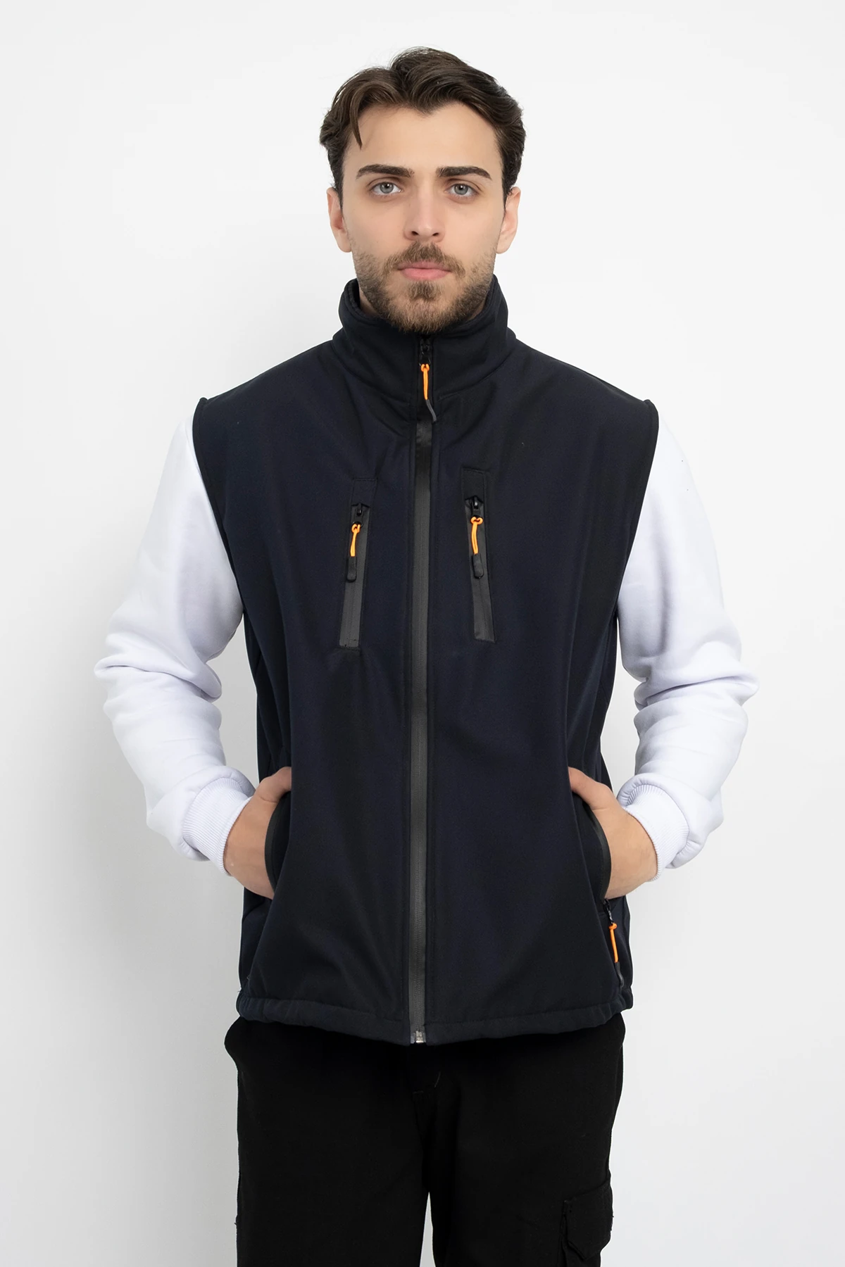 Softshell İçi Polarlı Su Geçirmez Standart Fit Yelek Rüzgar Geçirmez Tam Fermuar Kışlık Unisex