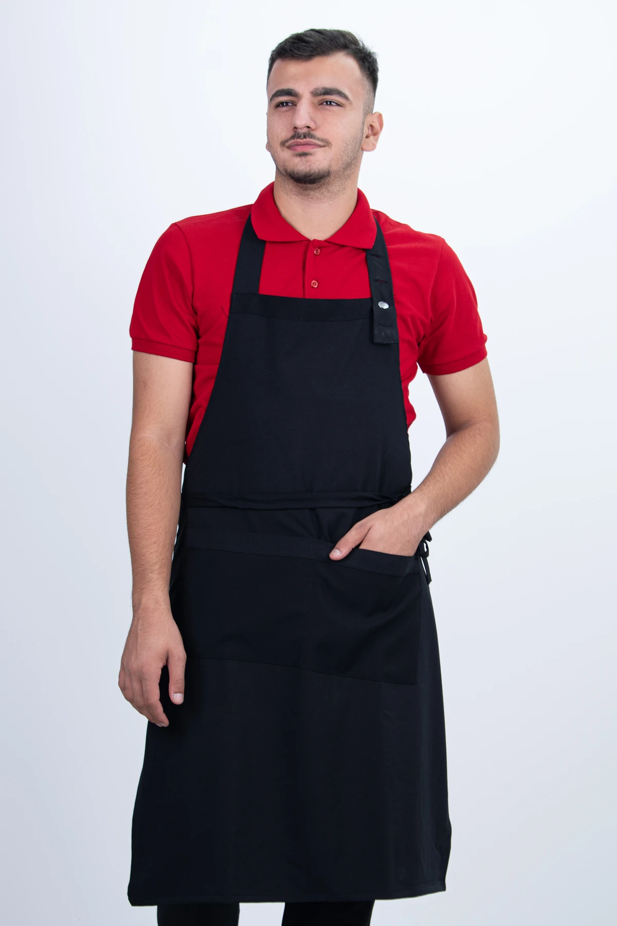 Düz Cepli Ayarlanabilir Düğmeli Arkadan Bağcıklı Önlük