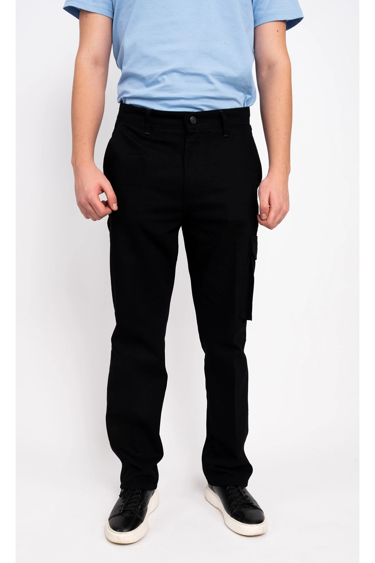 Kargo Cepli Belden Lastikli Düğmeli Fermuarlı Çok Cepli Gabardin Kargo İş Pantolonu