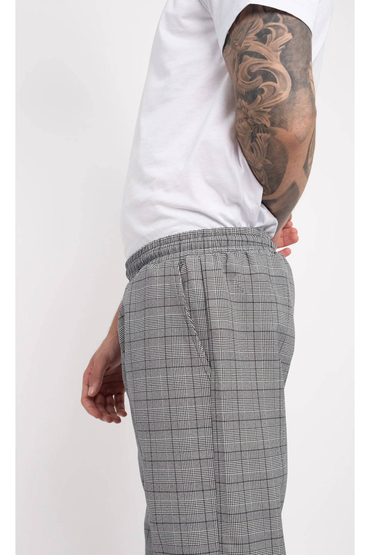 Kare Desenli Belden Lastikli Günlük Pantolon Aşçı Mutfak İş Kıyafeti İş Pantolonu