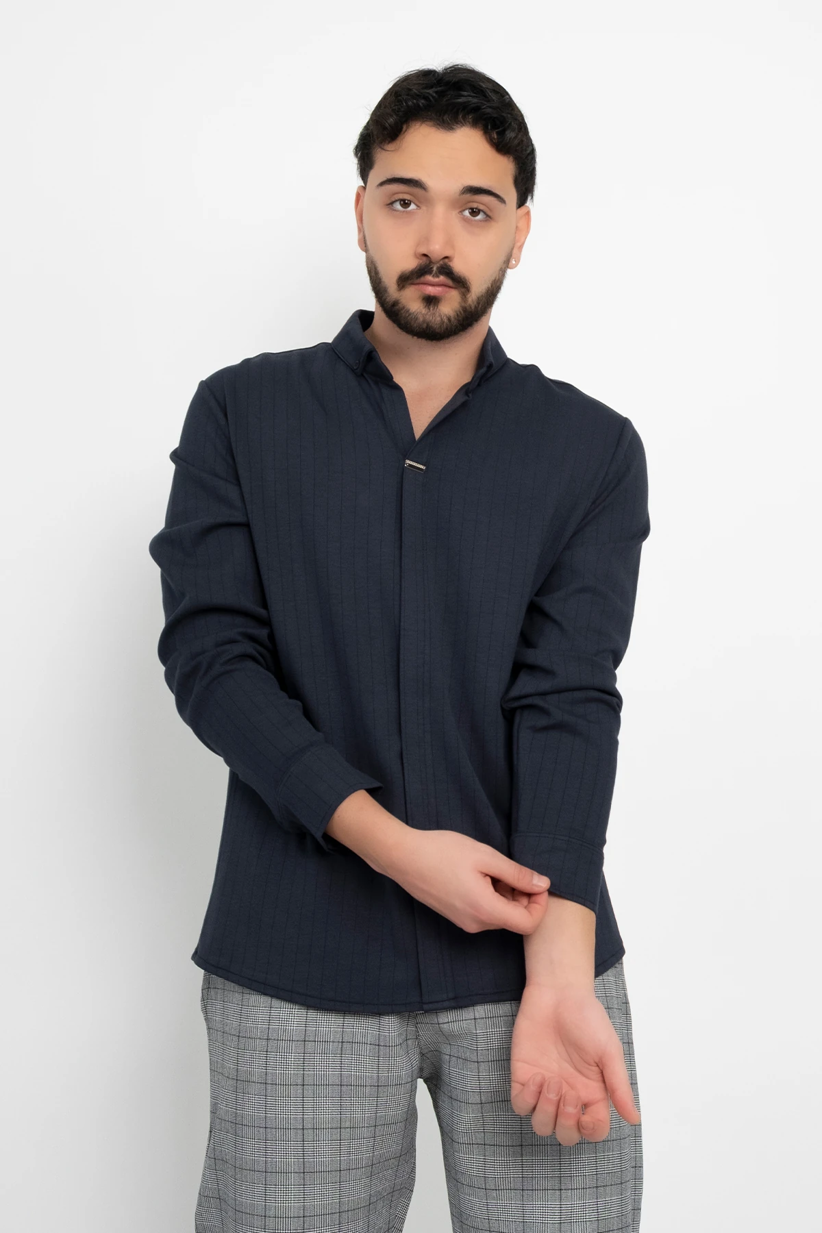 Dik Yakalı Metal Detaylı Klasik Düz Aşçı Şef Gömlek Aşçı Uniforma (Chef Gömlek) Personel Kıyafeti